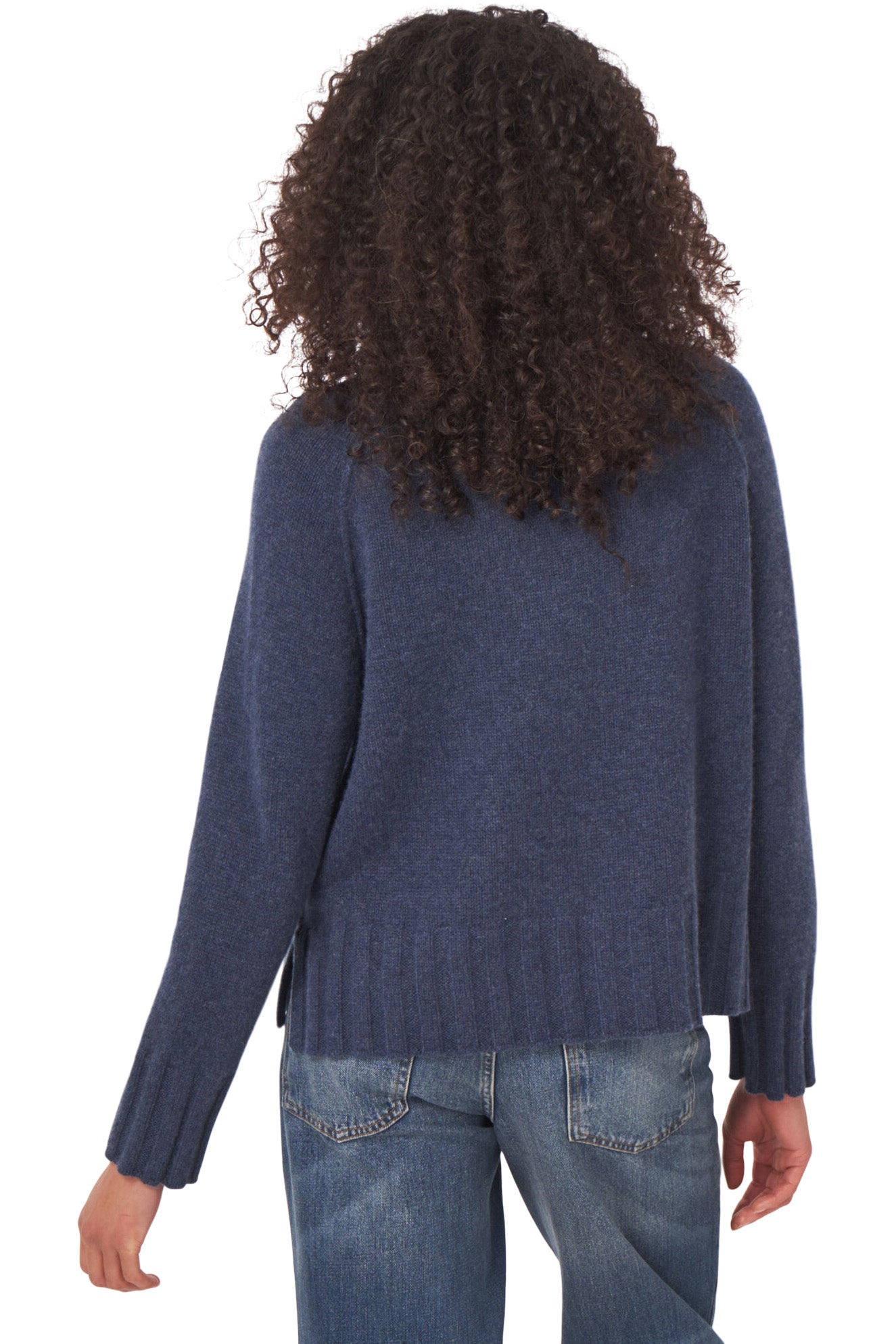Repeat Cashmere Chunky Knit Sweater with Stand Collar in Night
