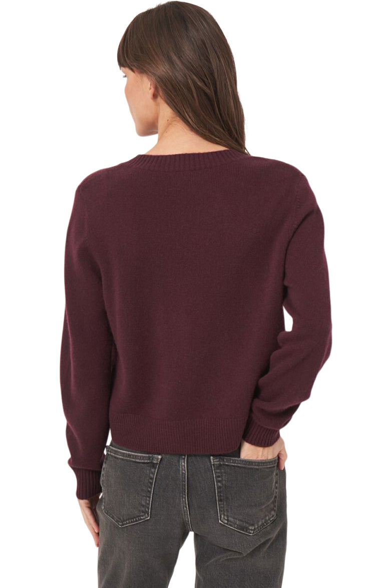 Repeat Cashmere Classic Button-up Cardigan in Merlot