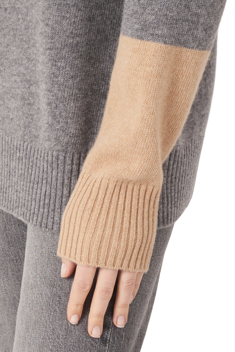 Repeat Cashmere Color Block Wool Sweater in Grey