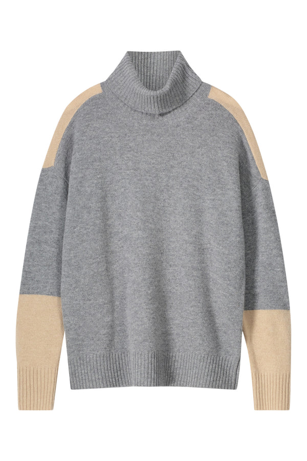 Repeat Cashmere Color Block Wool Sweater in Grey