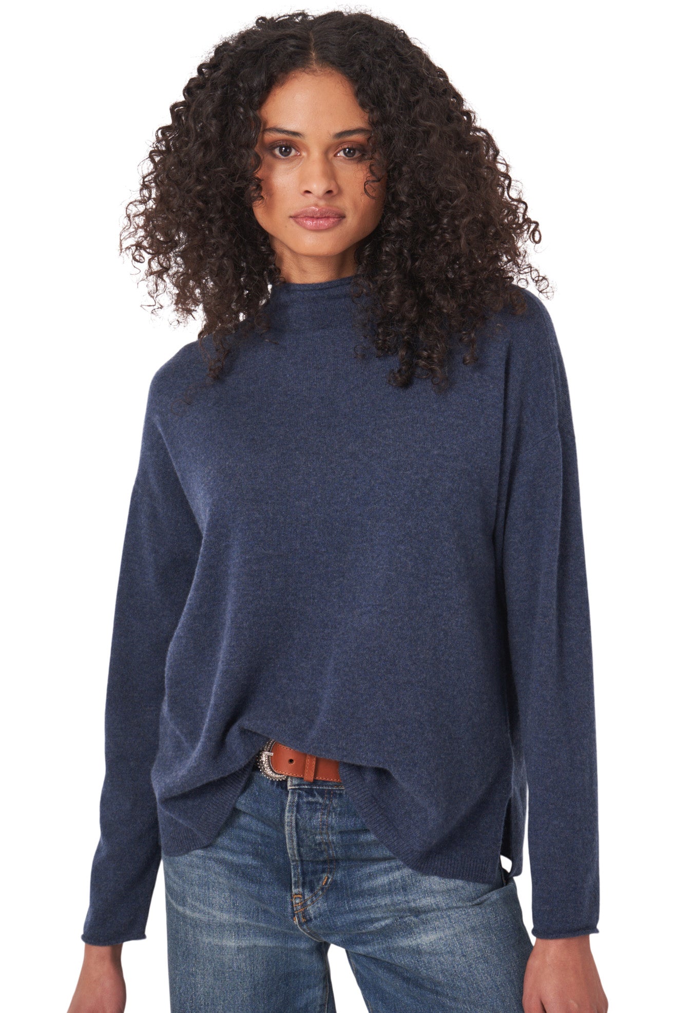 Repeat Cashmere High Crewneck Sweater in Night