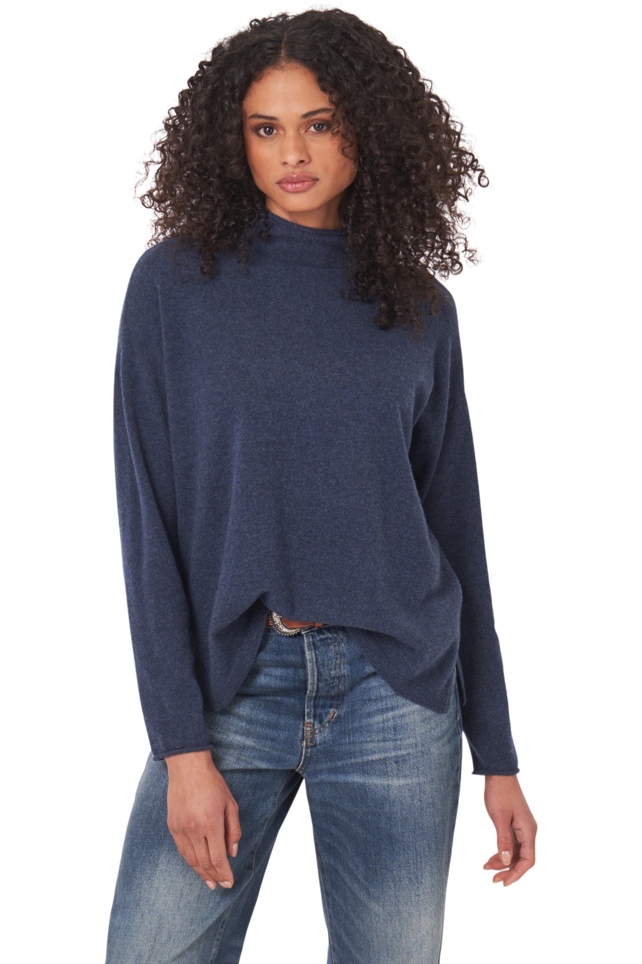 Repeat Cashmere High Crewneck Sweater in Night