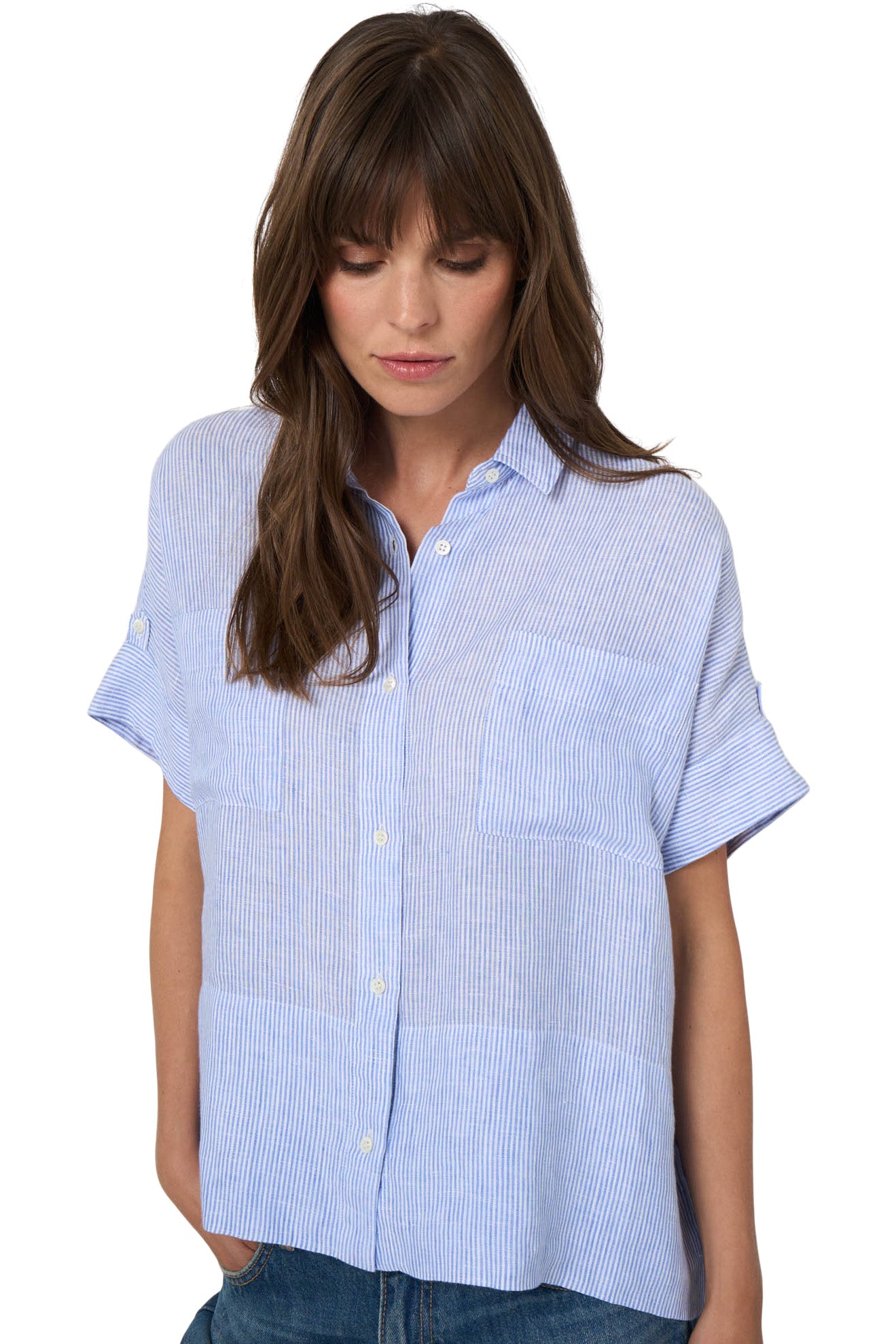 Repeat Cashmere Linen Shirt in Blue