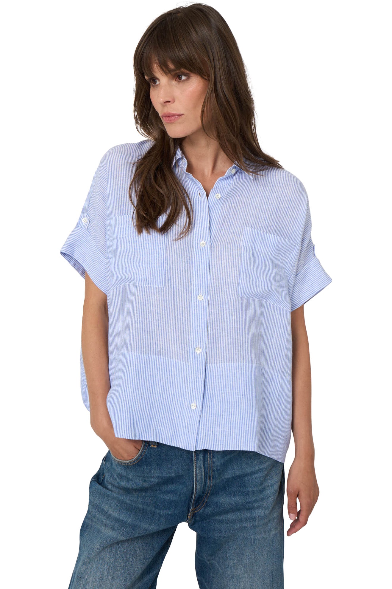 Repeat Cashmere Linen Shirt in Blue