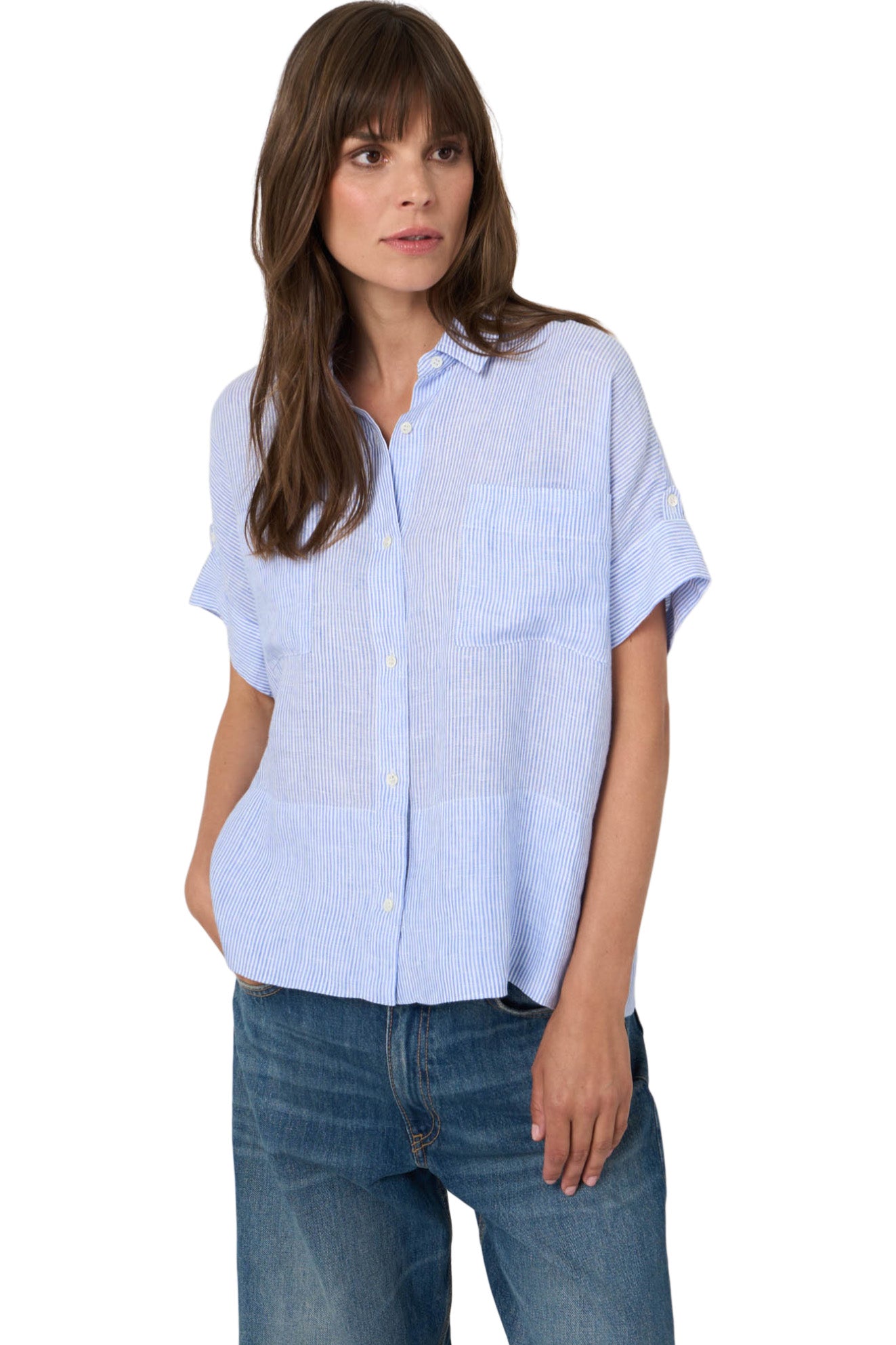 Repeat Cashmere Linen Shirt in Blue