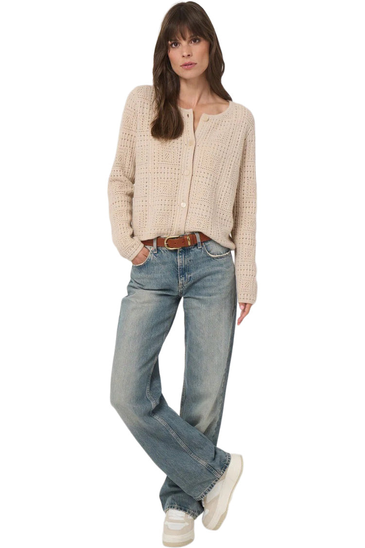 Repeat Cashmere Organic Cashmere Ajour Cardigan
 in Natural