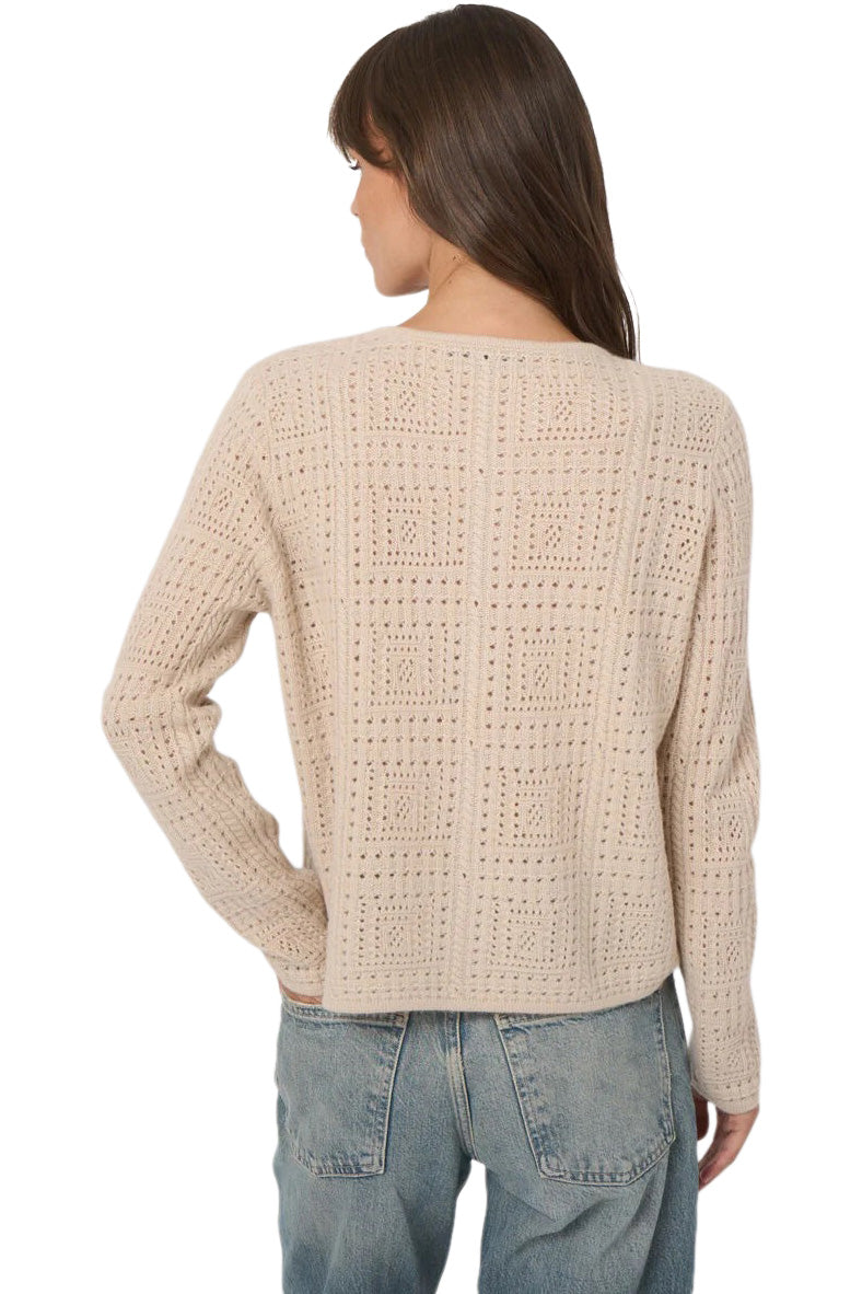 Repeat Cashmere Organic Cashmere Ajour Cardigan
 in Natural