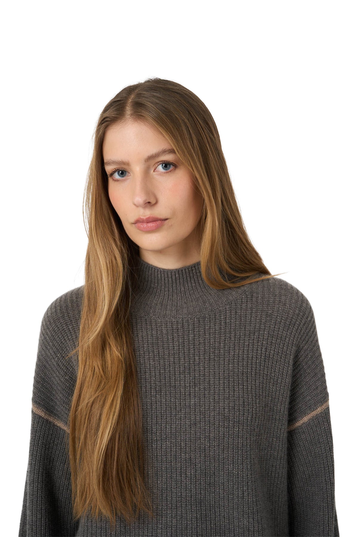 Repeat Cashmere Rib-Knit Sweater in Rock