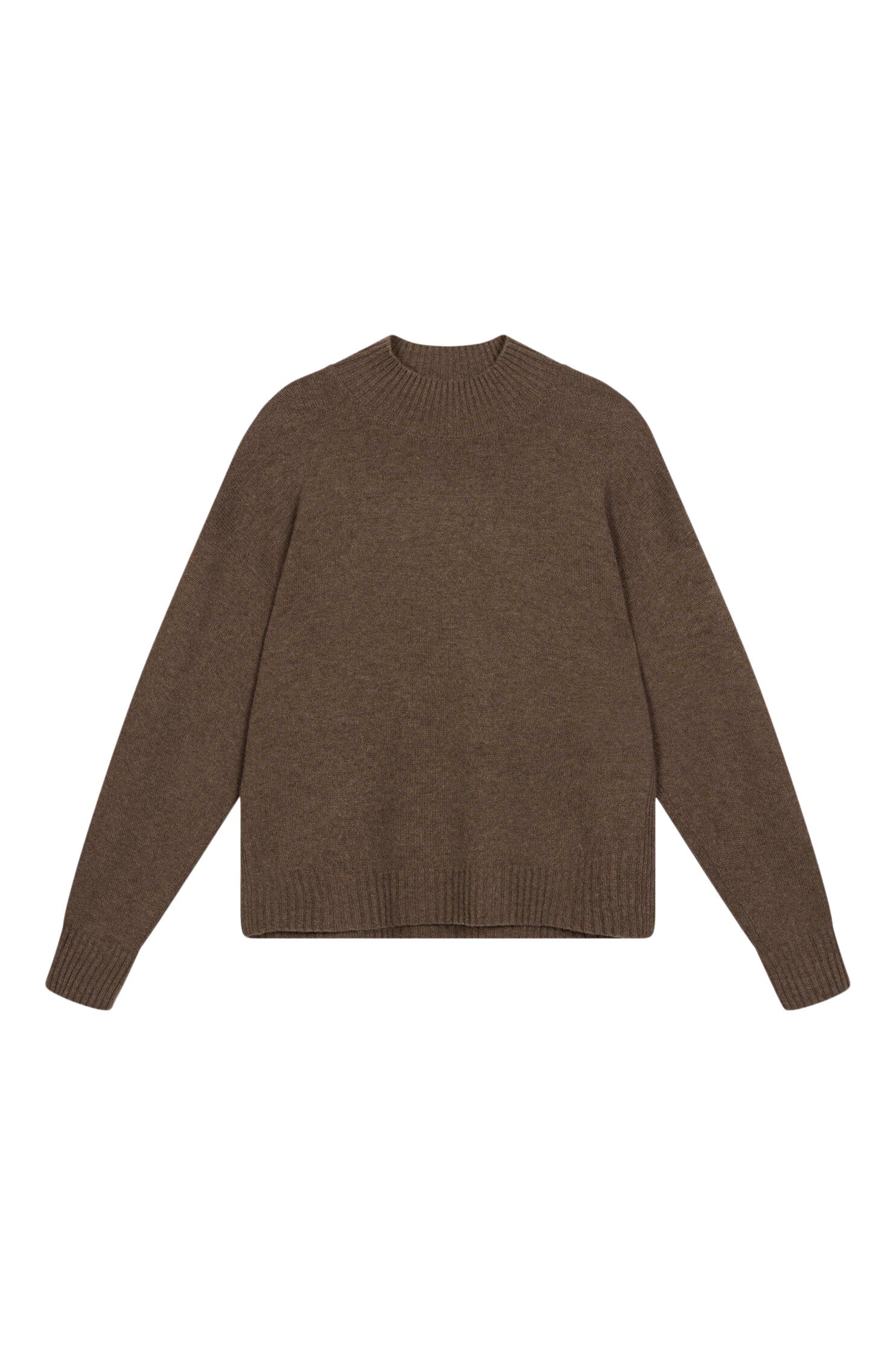 Repeat Cashmere Seamless Stand Collar Sweater in Cacao