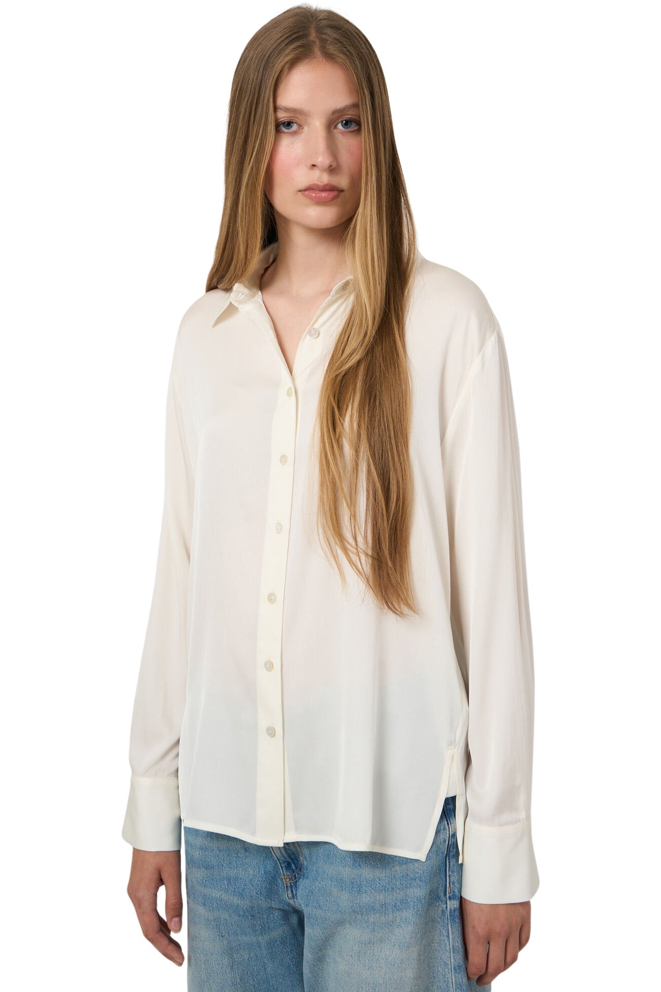 Repeat Cashmere Silk Blouse in Cream