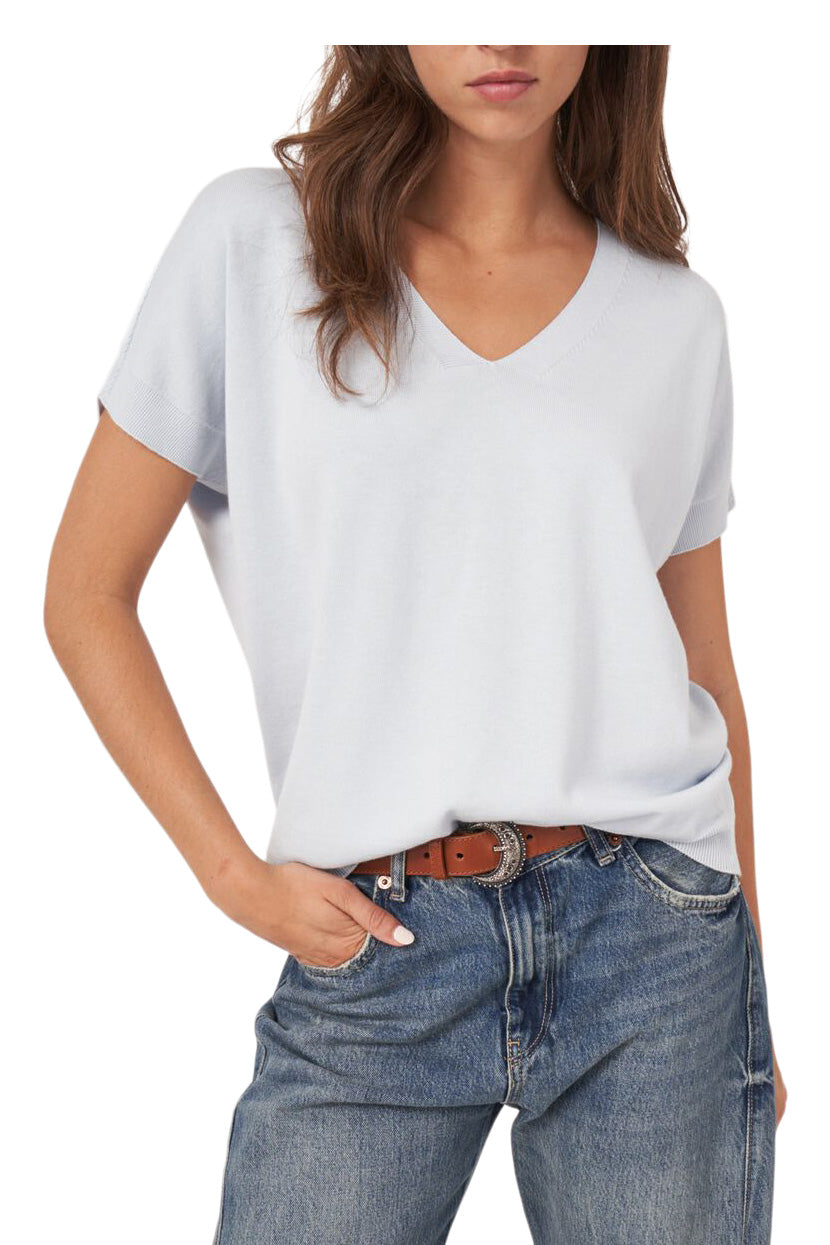 Repeat Cashmere Fine Rib Knit Cashmere Blend Sweater in Wave