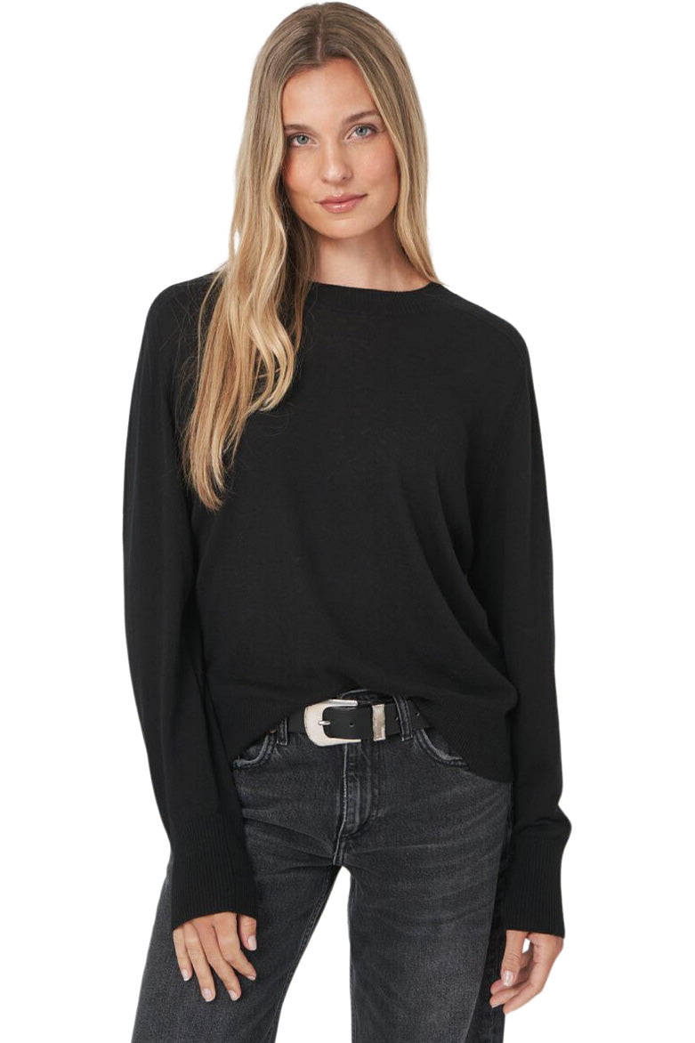 Repeat Cashmere Wide Cut Long Sleeve Sweater in Black