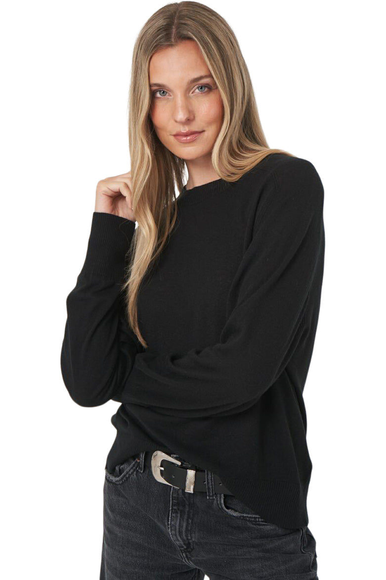 Repeat Cashmere Wide Cut Long Sleeve Sweater in Black