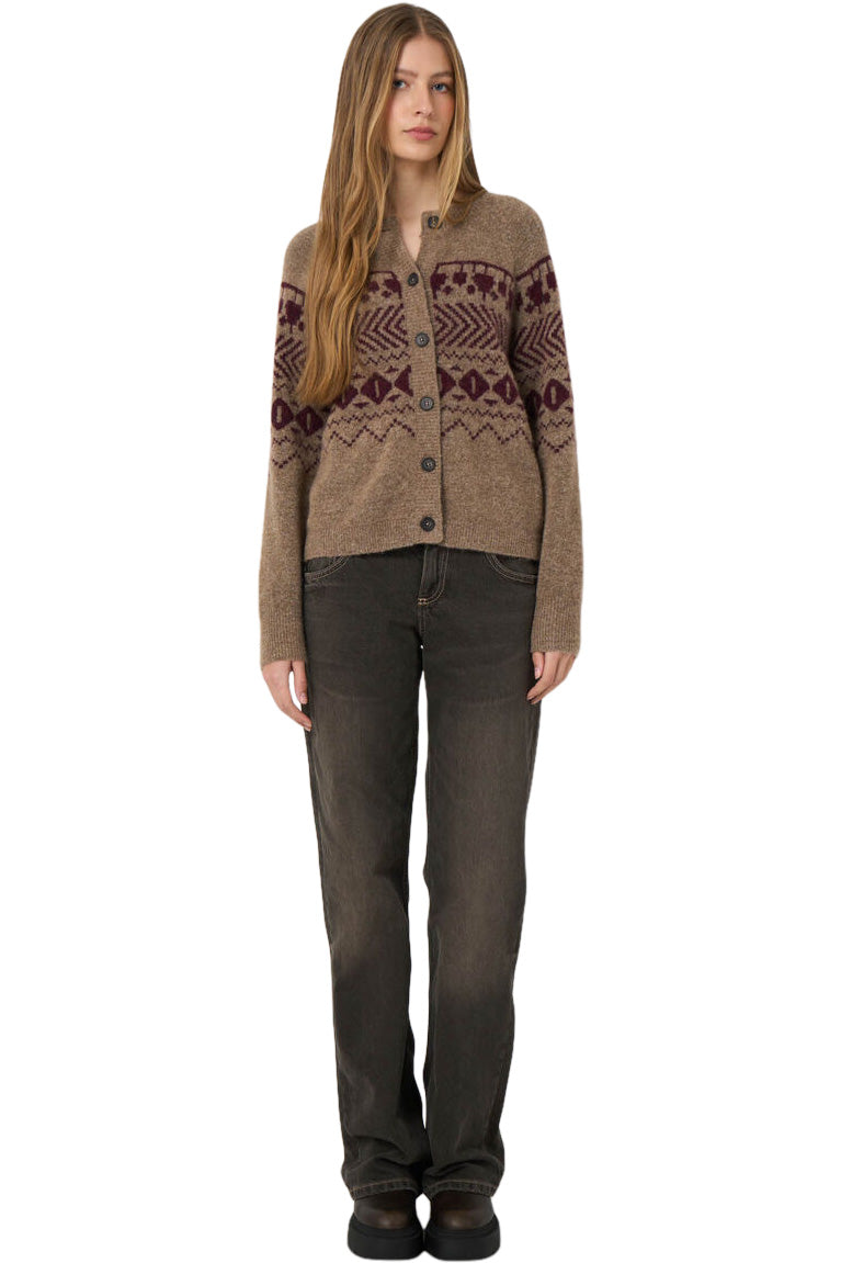 Repeat Cashmere Wool-Alpaca Jacquard Cardigan in Earth