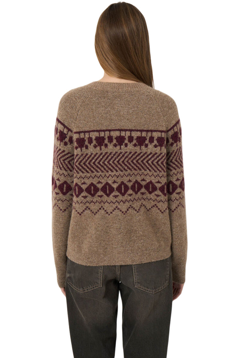 Repeat Cashmere Wool-Alpaca Jacquard Cardigan in Earth