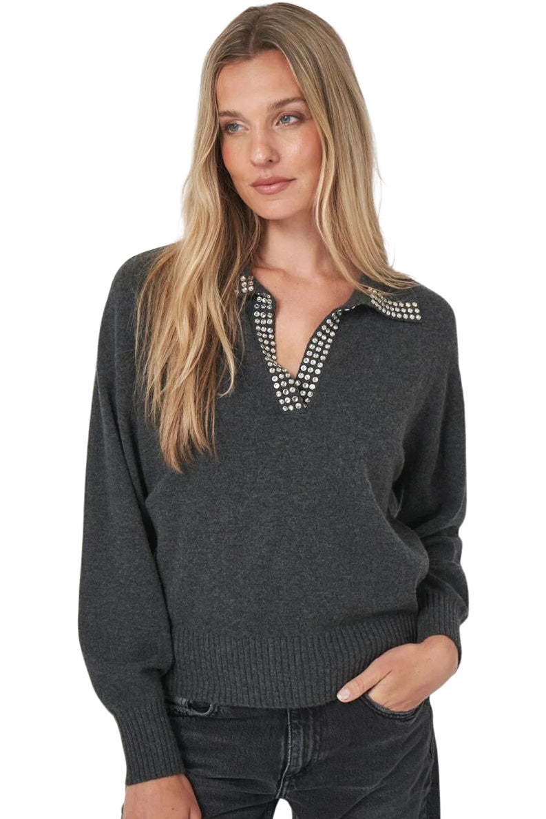 Repeat Cashmere Loose Fit Sweater with Embroidered Pearl Trim