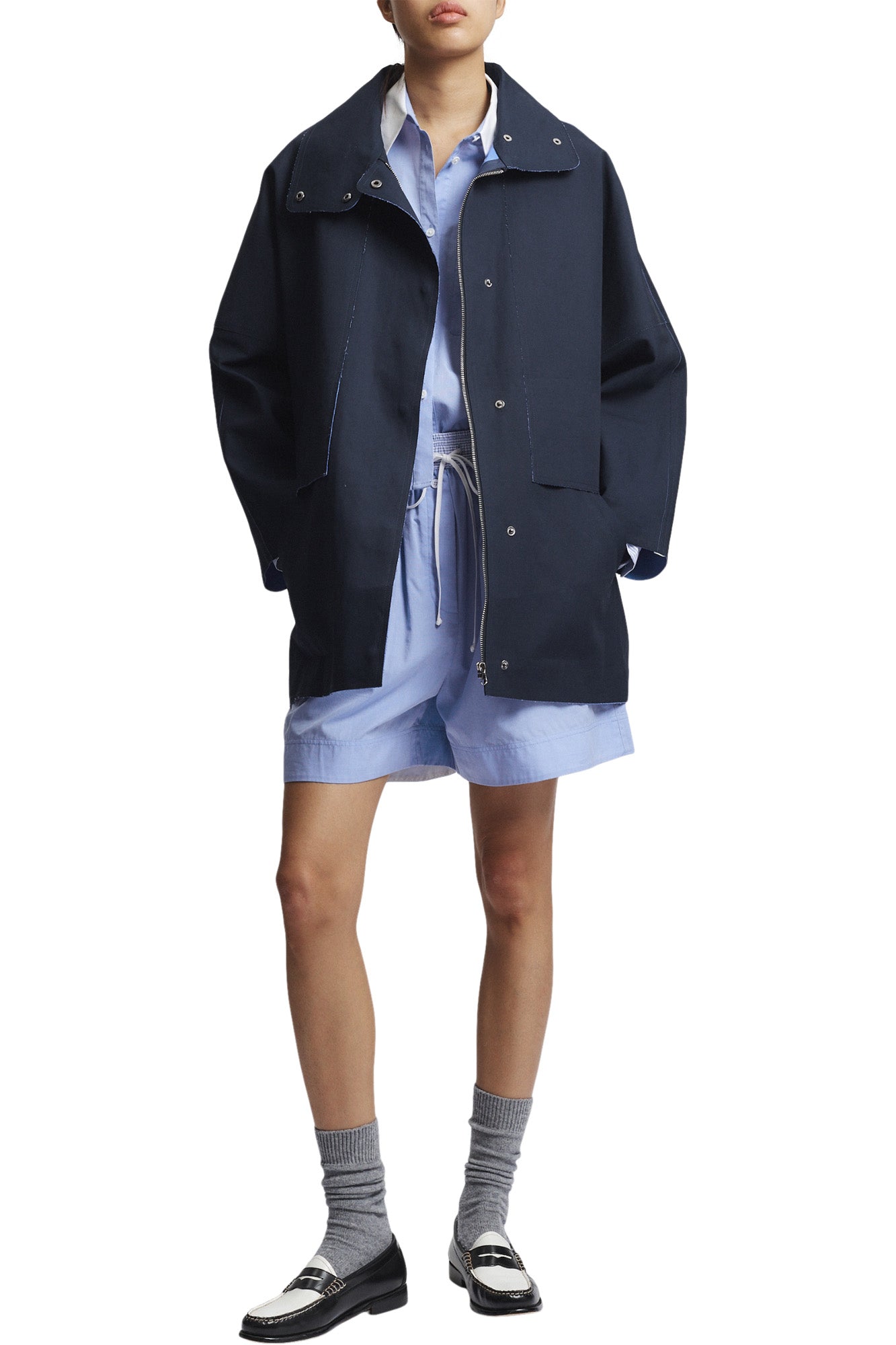 Saint Art Dalton Blouse in Blue Mixed Shirting
