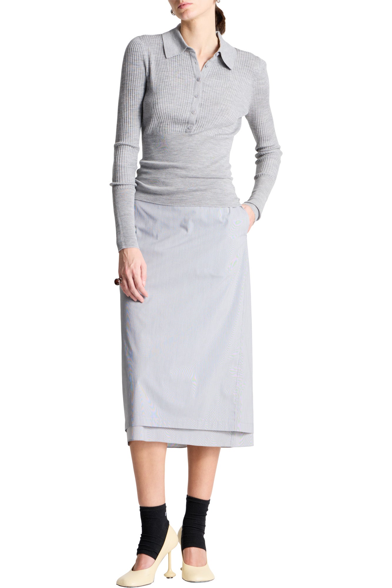 Saint Art Dutton Midi Skirt in Black White Stripe