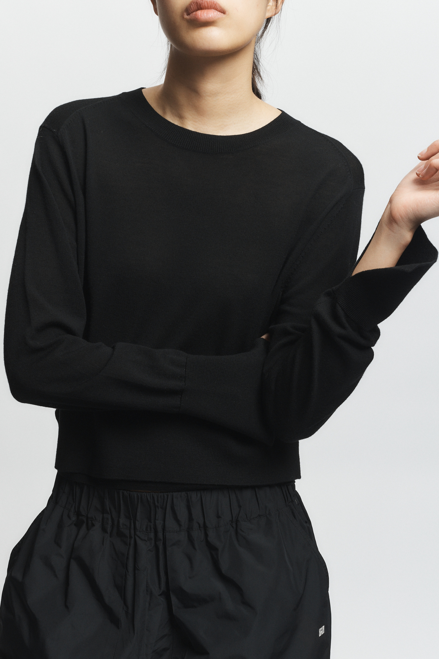 Saint Art Elodie Layered Crewneck Knit in Black