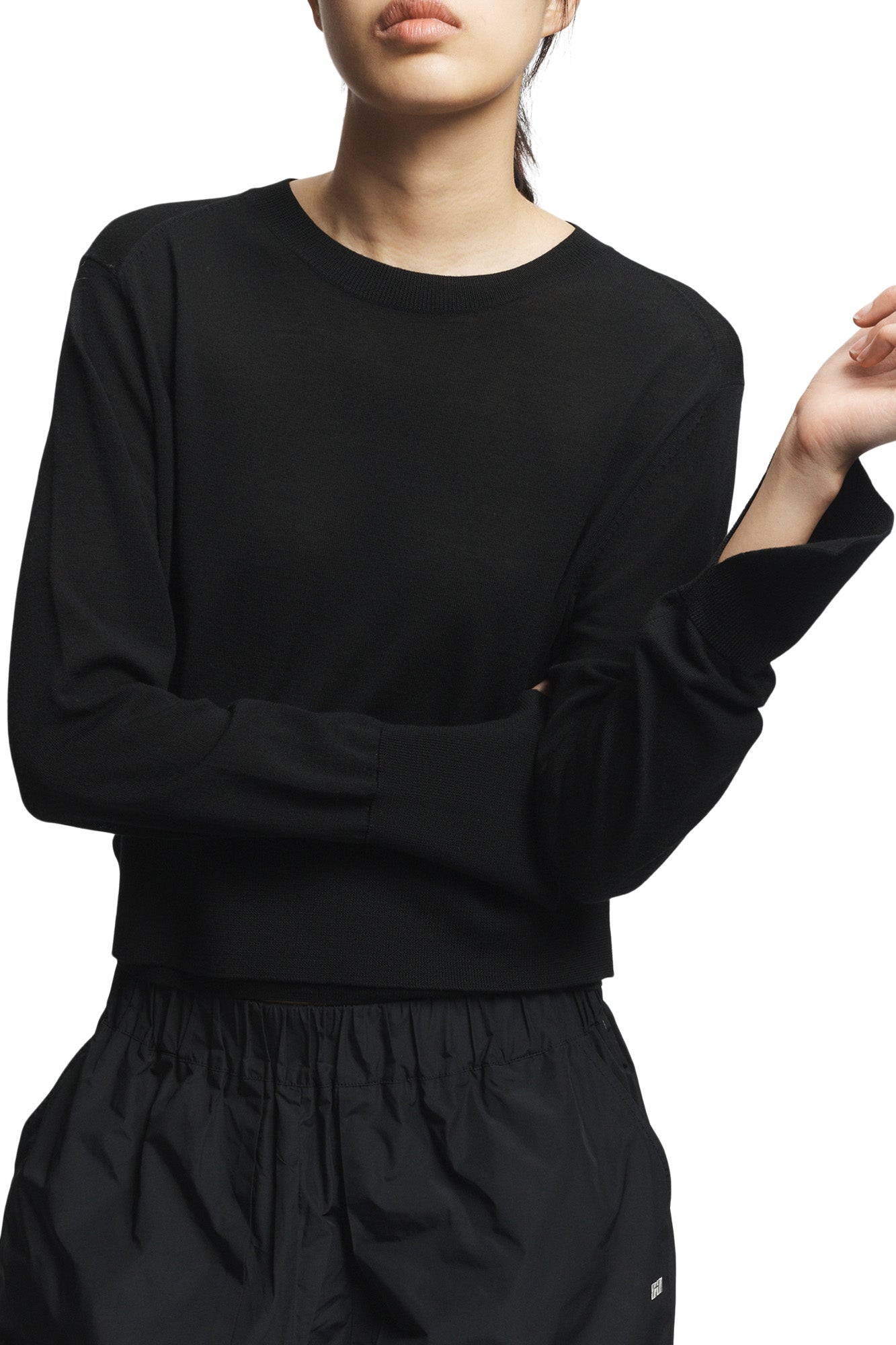 Saint Art Elodie Layered Crewneck Knit in Black