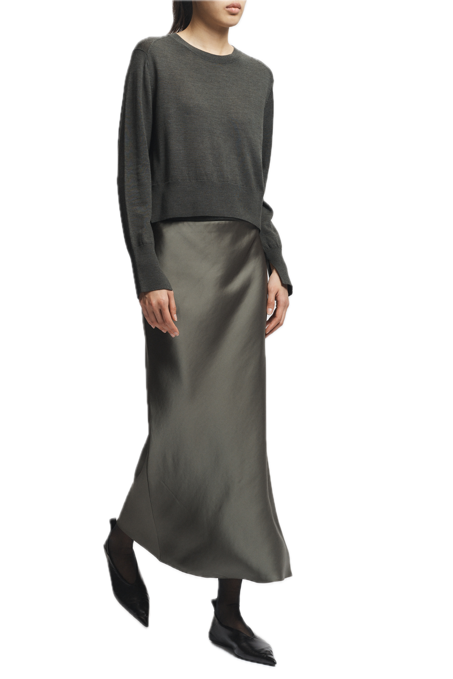 Saint Art Elodie Layered Crewneck Knit in Olive
