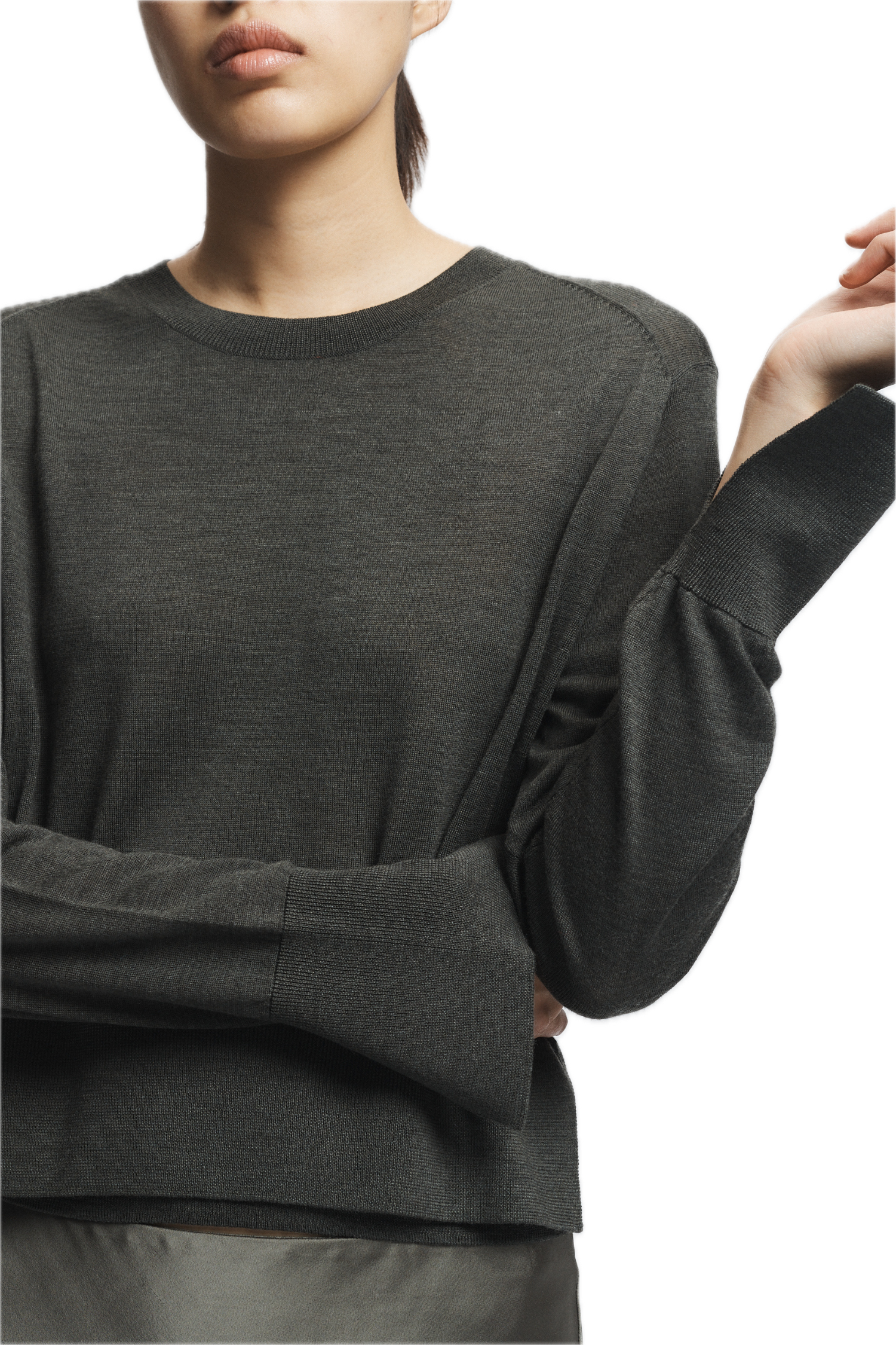 Saint Art Elodie Layered Crewneck Knit in Olive
