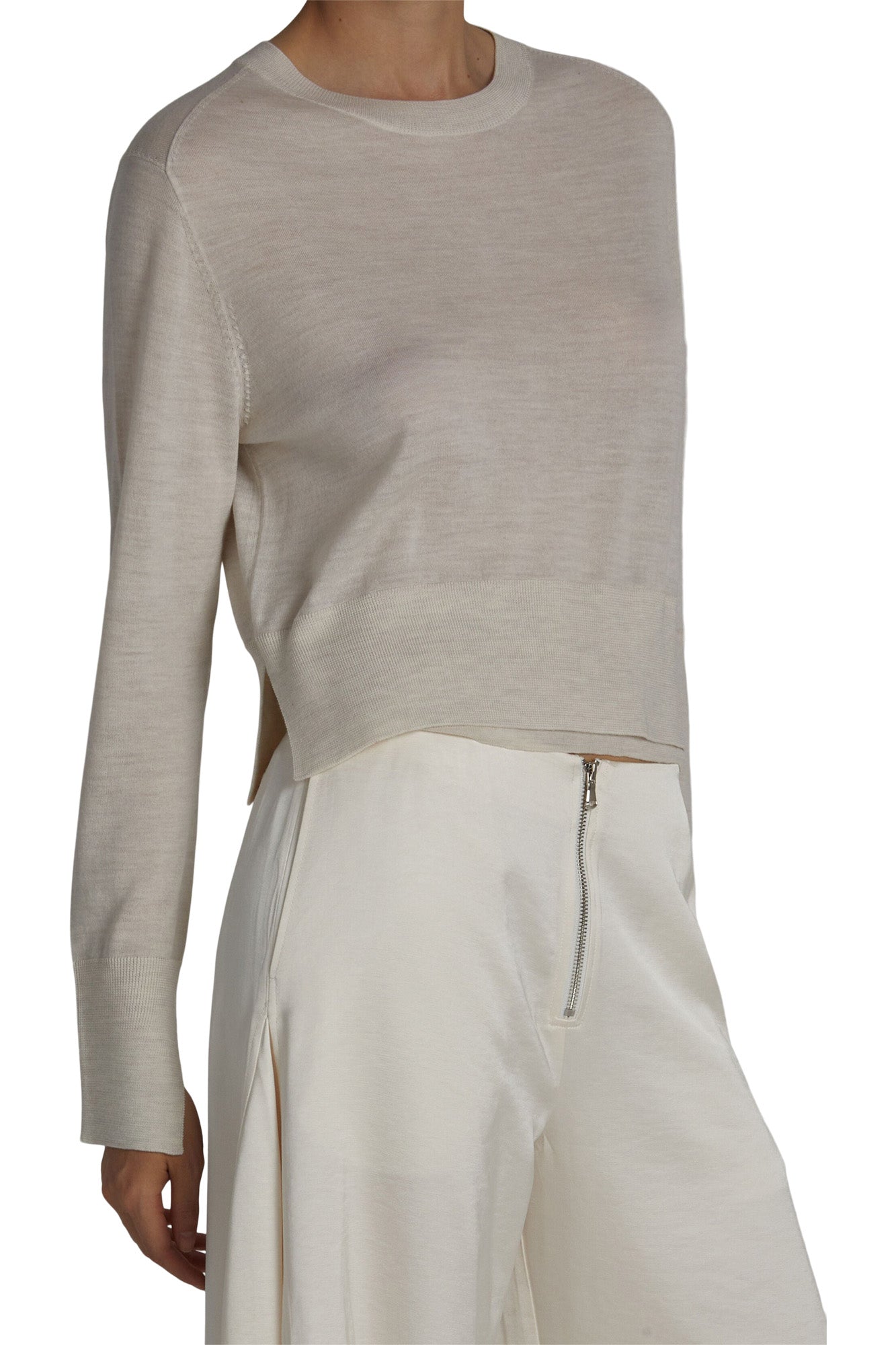 Saint Art Elodie Layered Crewneck Sweater in Ivory