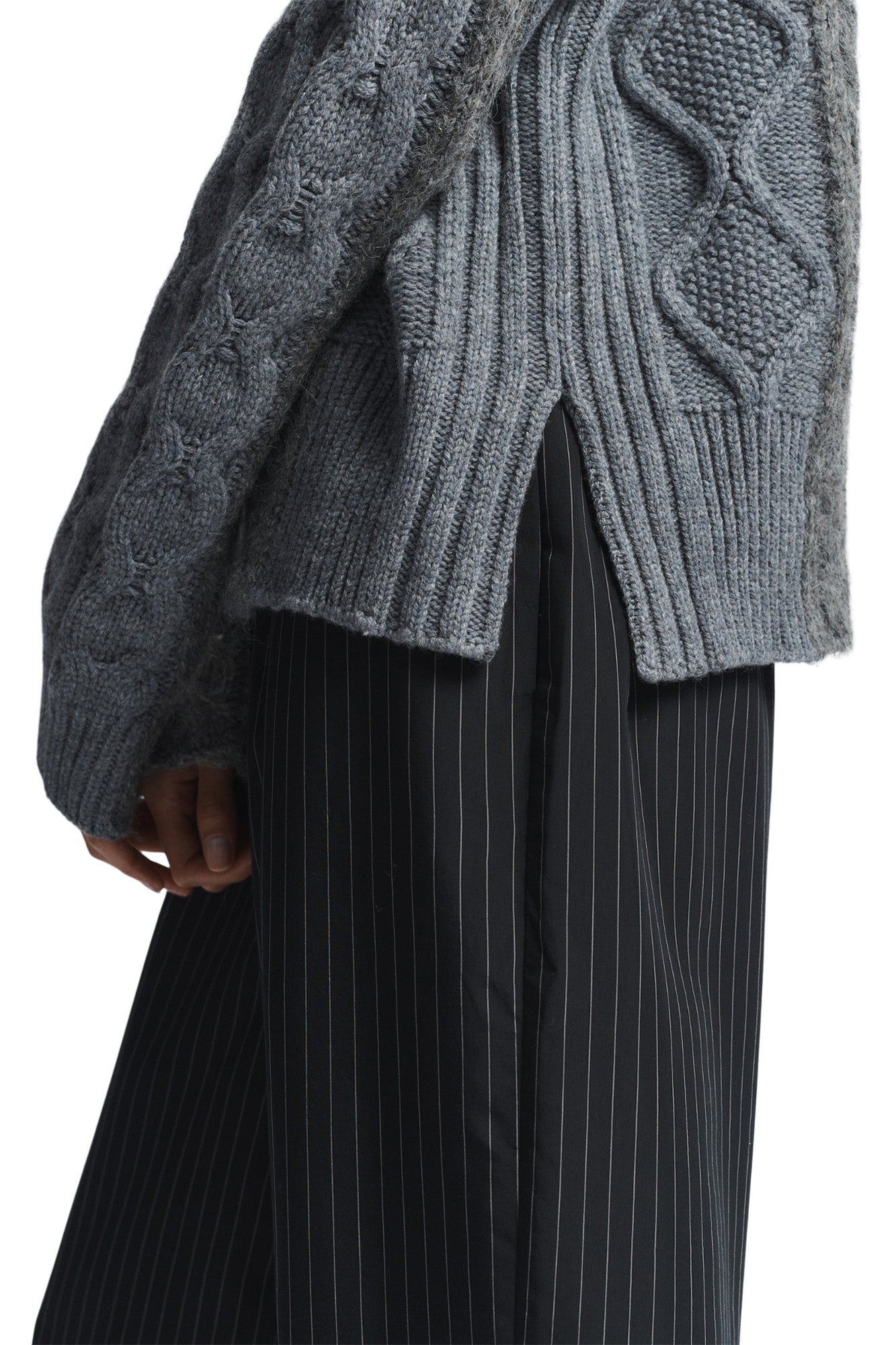 Saint Art Greyson Cable Sweater in Medium Grey Heather