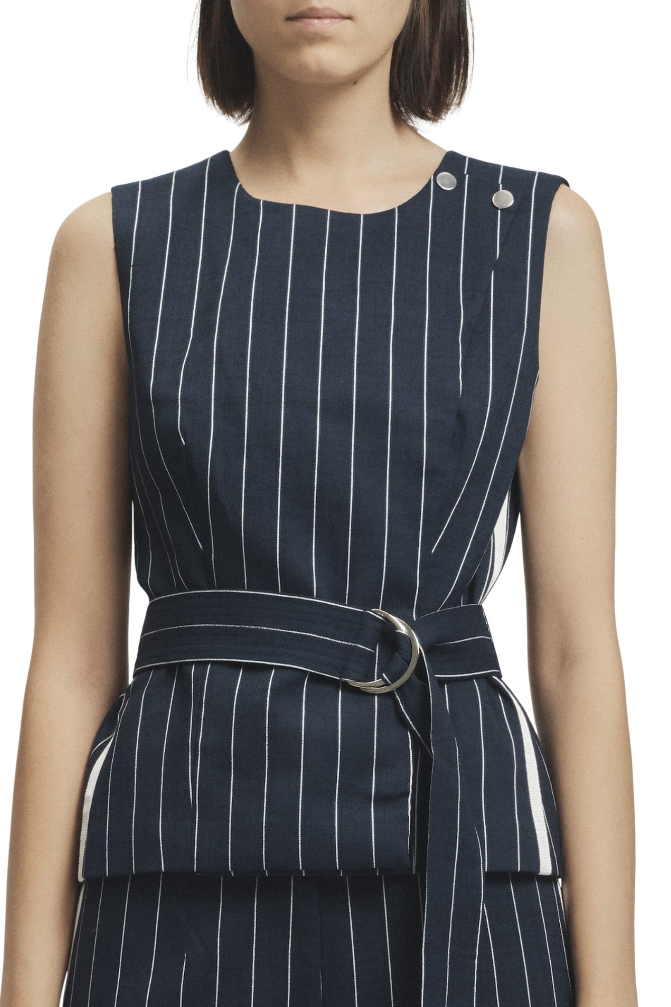 Saint Art Harris Suiting Blouse in Navy Stripe