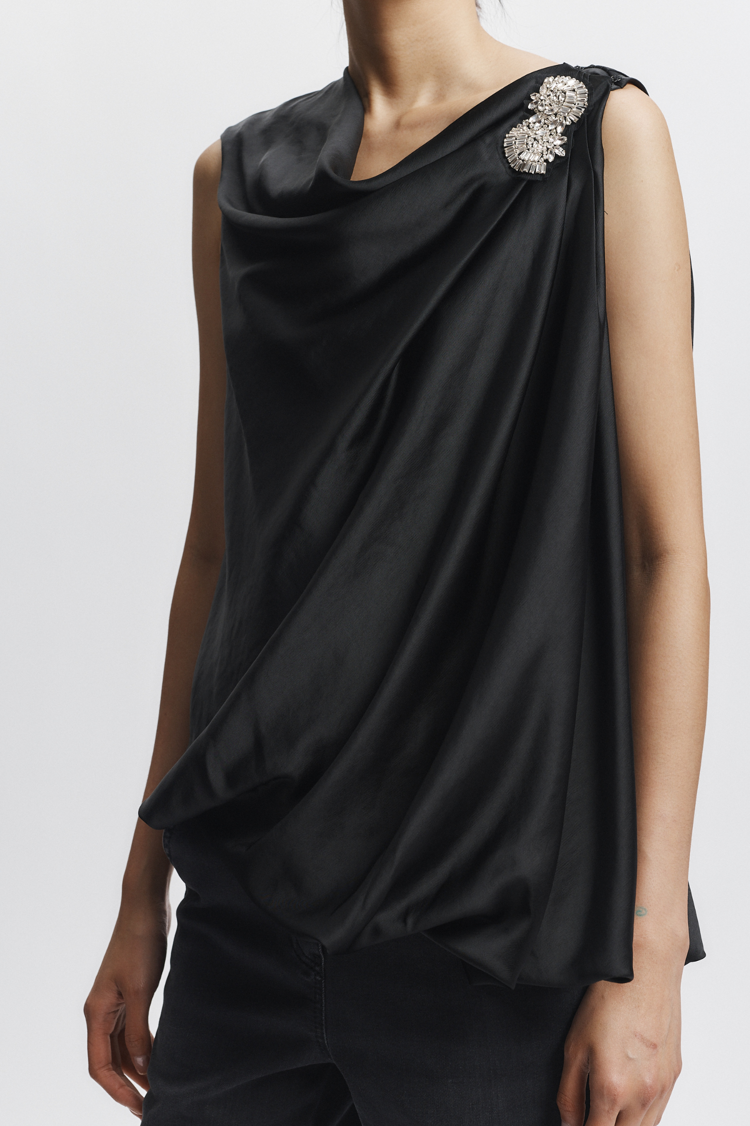 Saint Art Hendrik Draped Blouse in Black