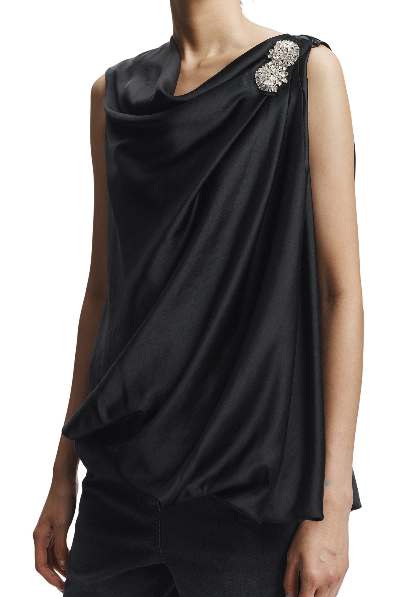 Saint Art Hendrik Draped Blouse in Black