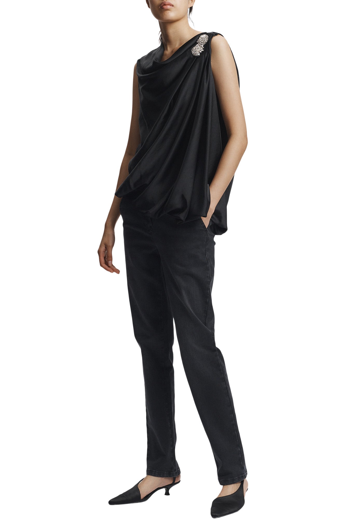 Saint Art Hendrik Draped Blouse in Black