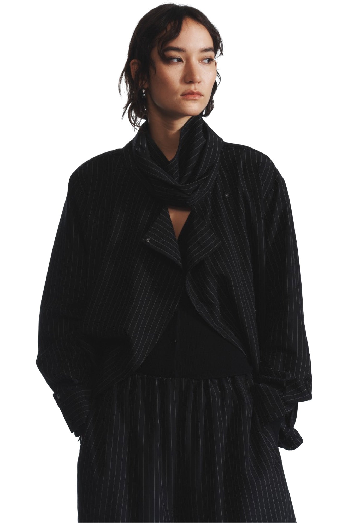 Saint Art Ivan Pinstripe Blouse in Black