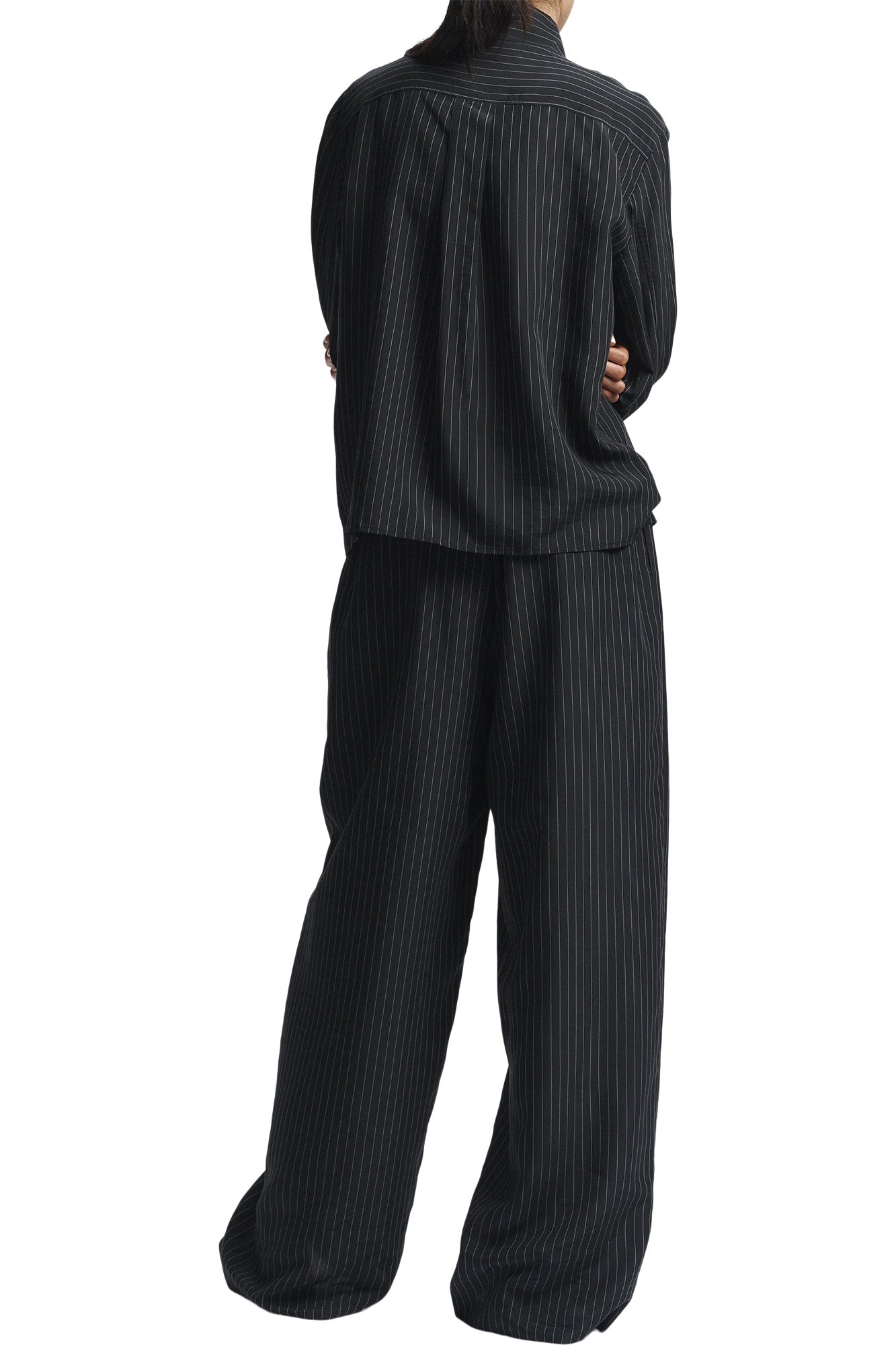 Saint Art Ivan Pinstripe Blouse in Black