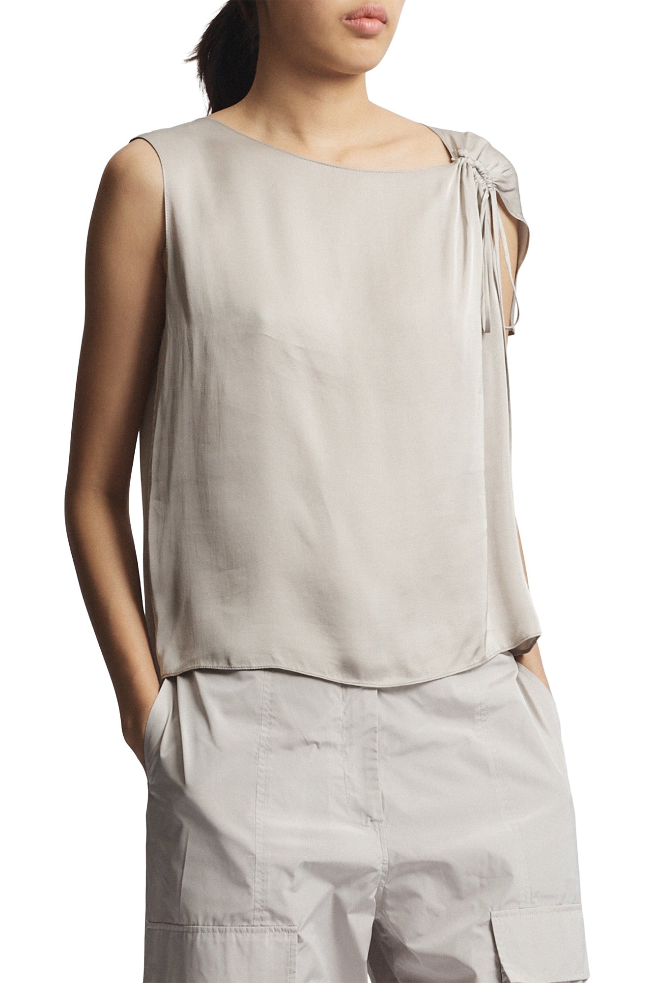 Saint Art Lola Tie Blouse in Pumice
