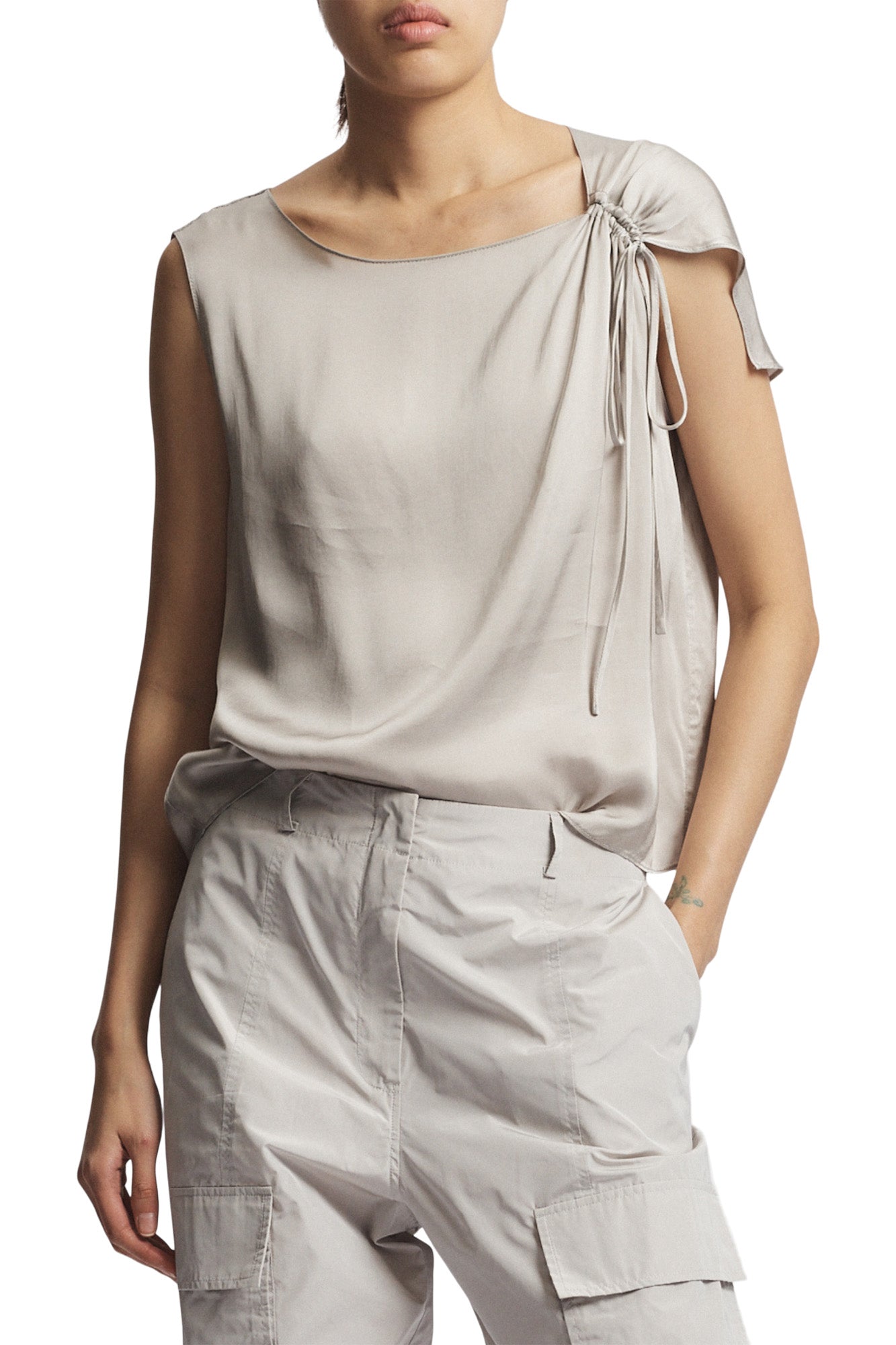 Saint Art Lola Tie Blouse in Pumice