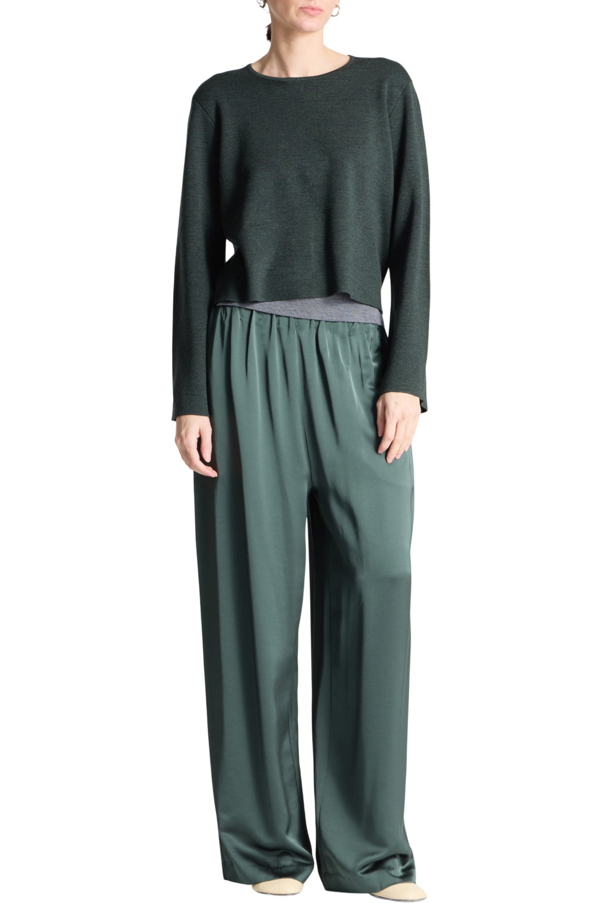 Saint Art Marley Double Knit Crewneck in Deep Forest