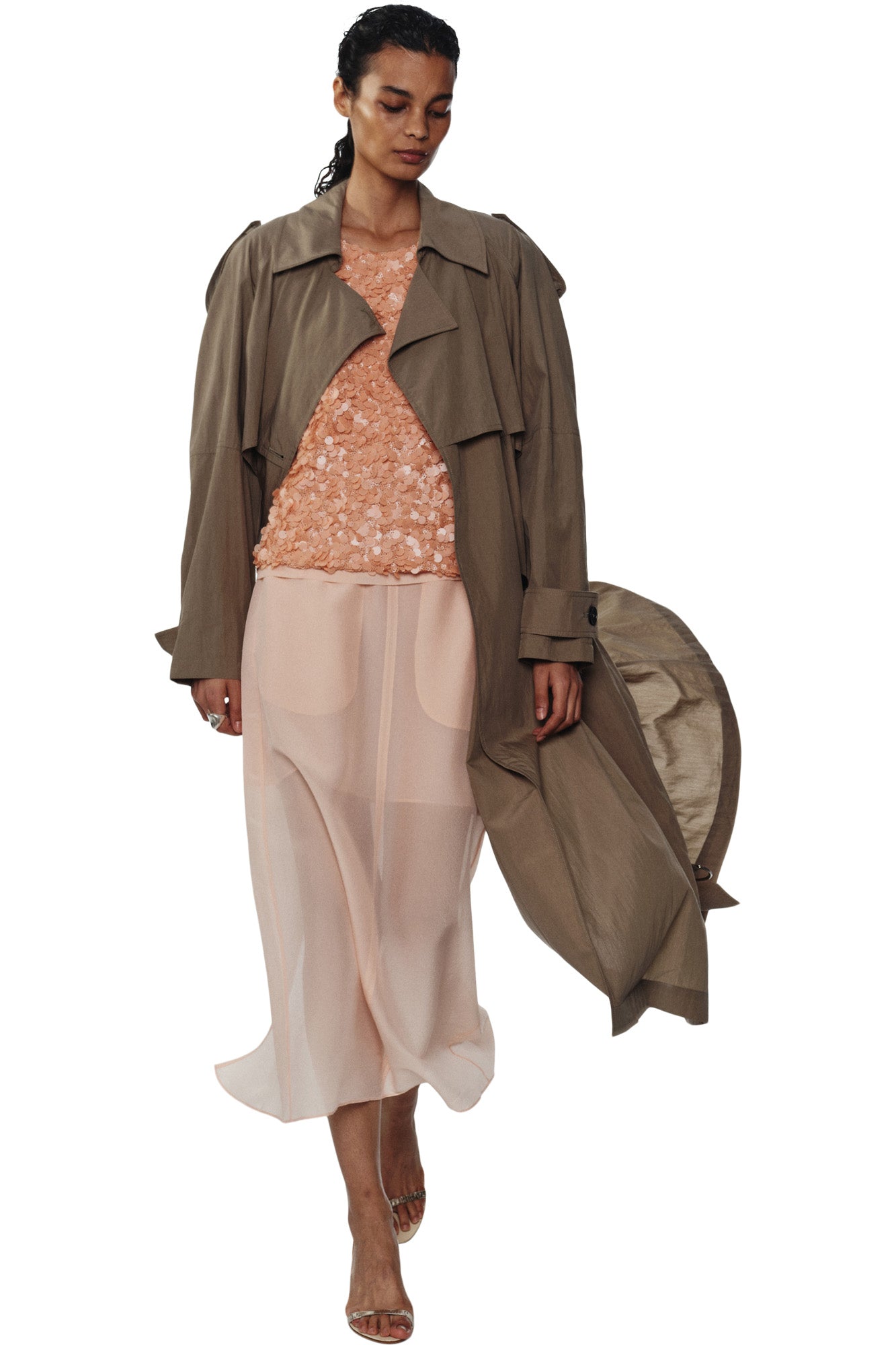 Saint Art Milo Sequin Blouse in Apricot