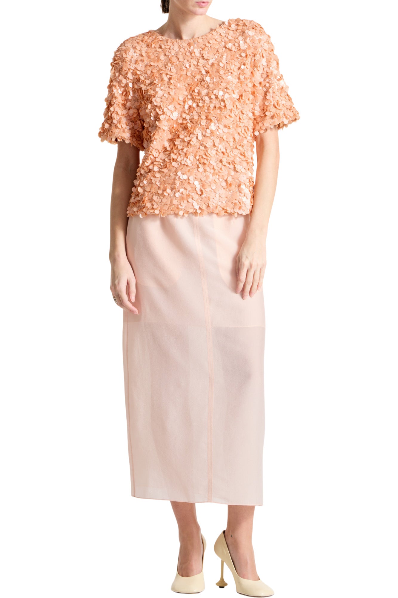 Saint Art Milo Sequin Blouse in Apricot