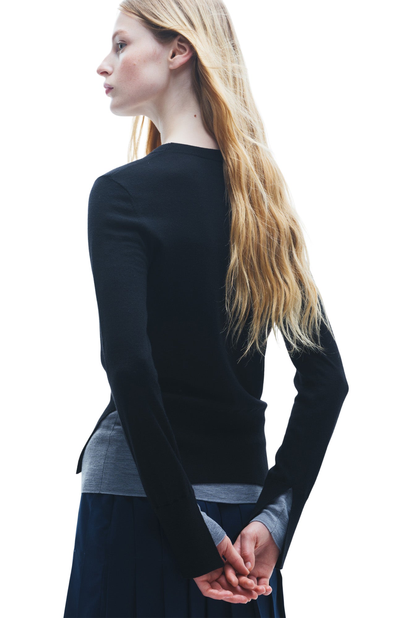 Saint Art Myra Layered Sweater in Black - Heather Grey
