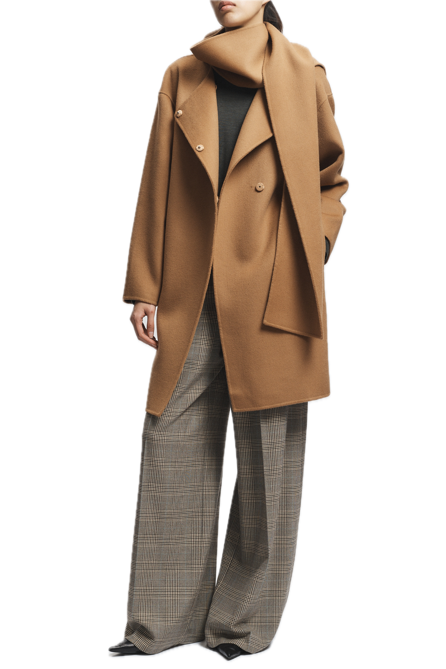 Saint Art Orla Wool Scarf Coat in Camel