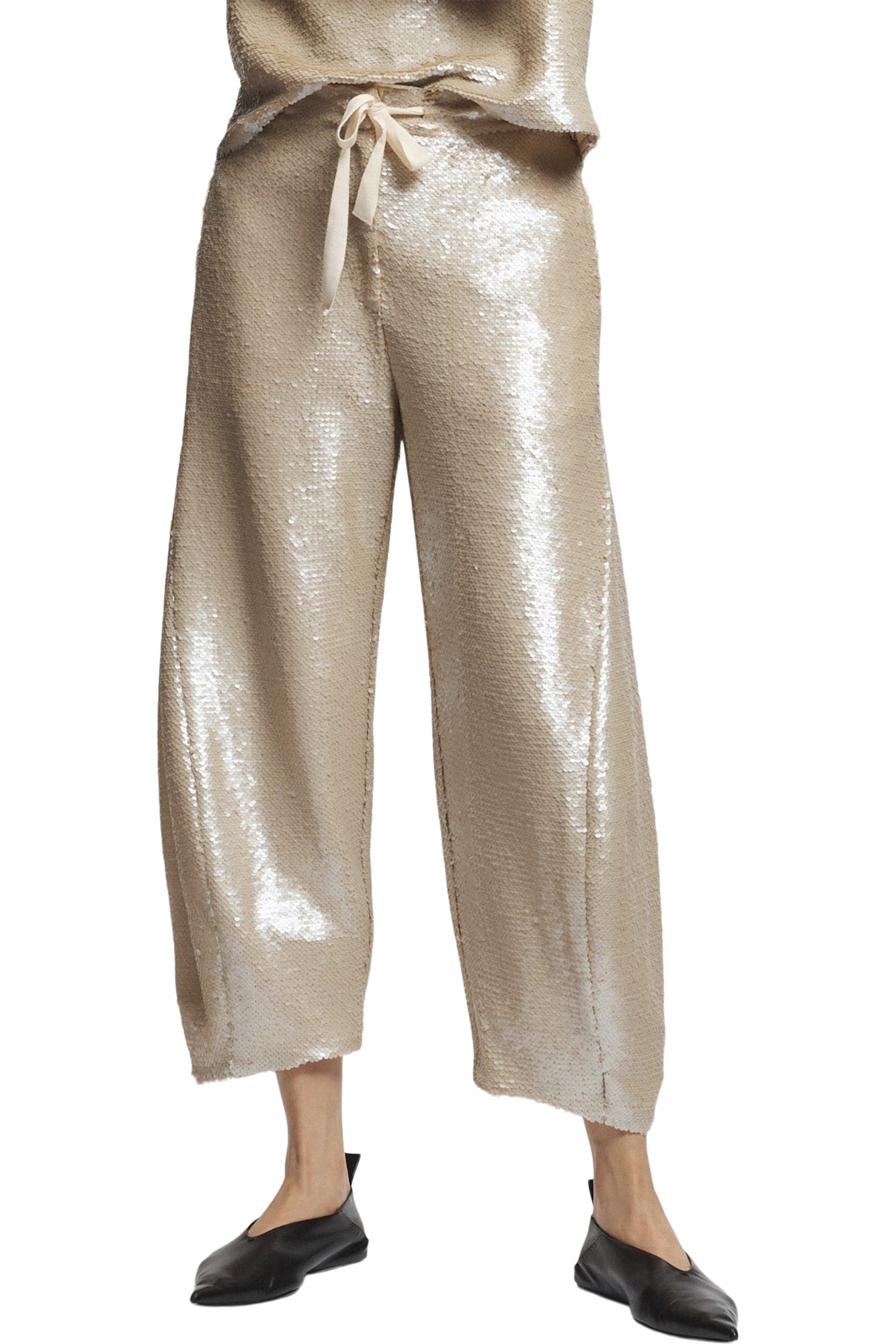 Saint Art Shane Sequin Barrel Pant in Pearl