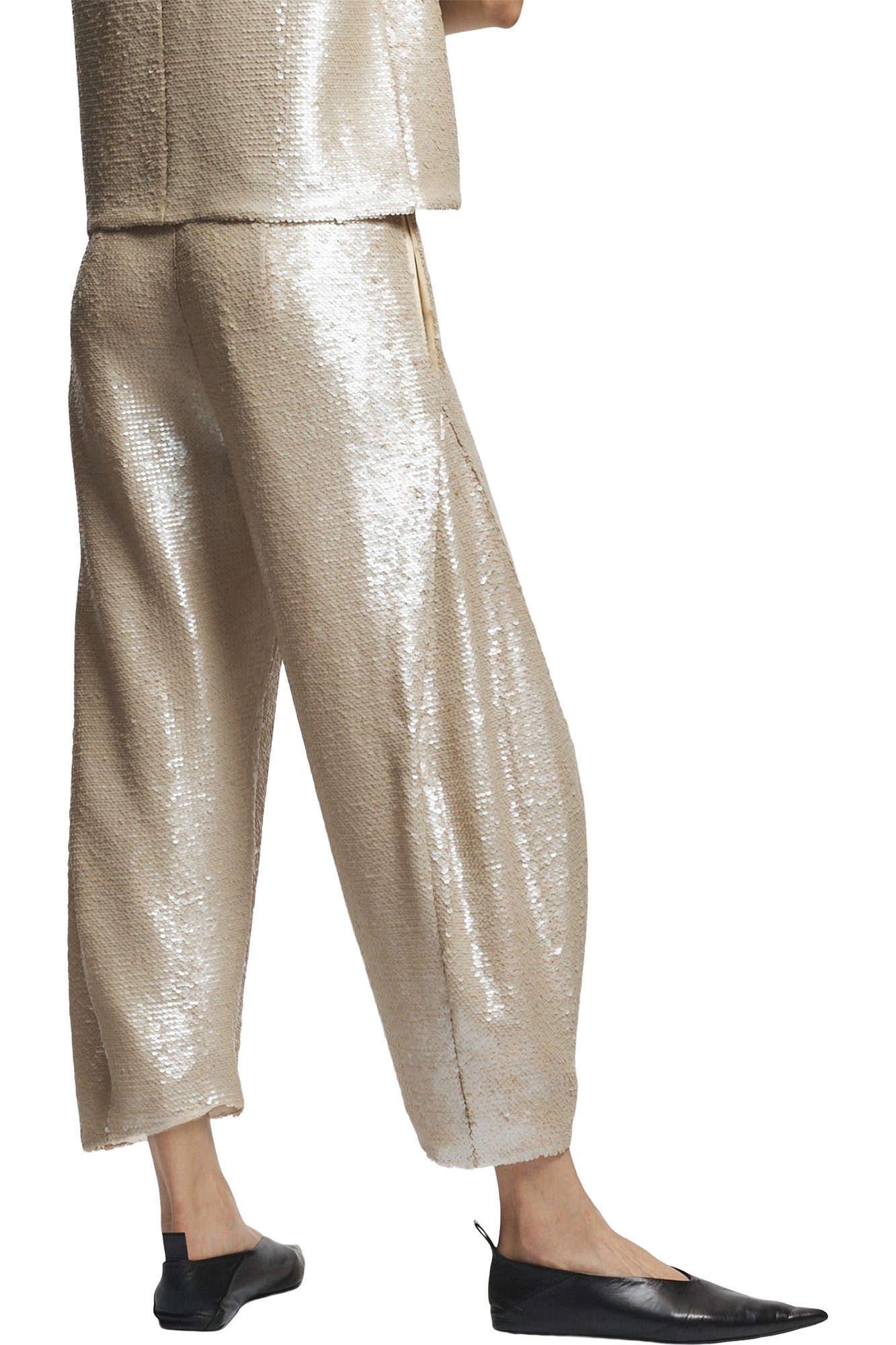 Saint Art Shane Sequin Barrel Pant in Pearl