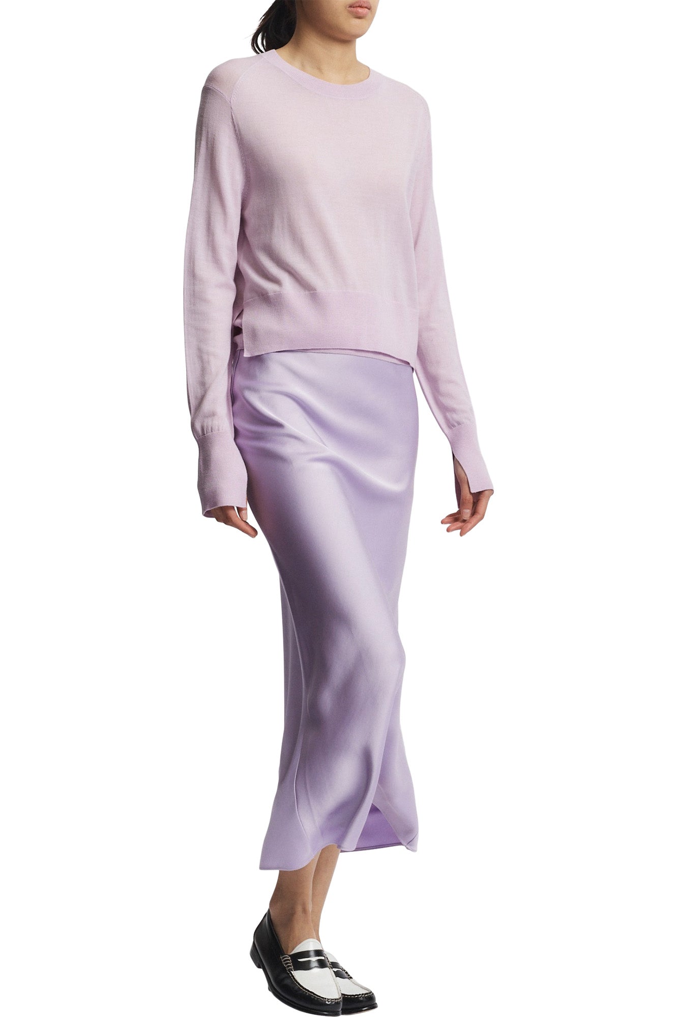 Saint Art Talia Charmeuse Skirt in Lilac