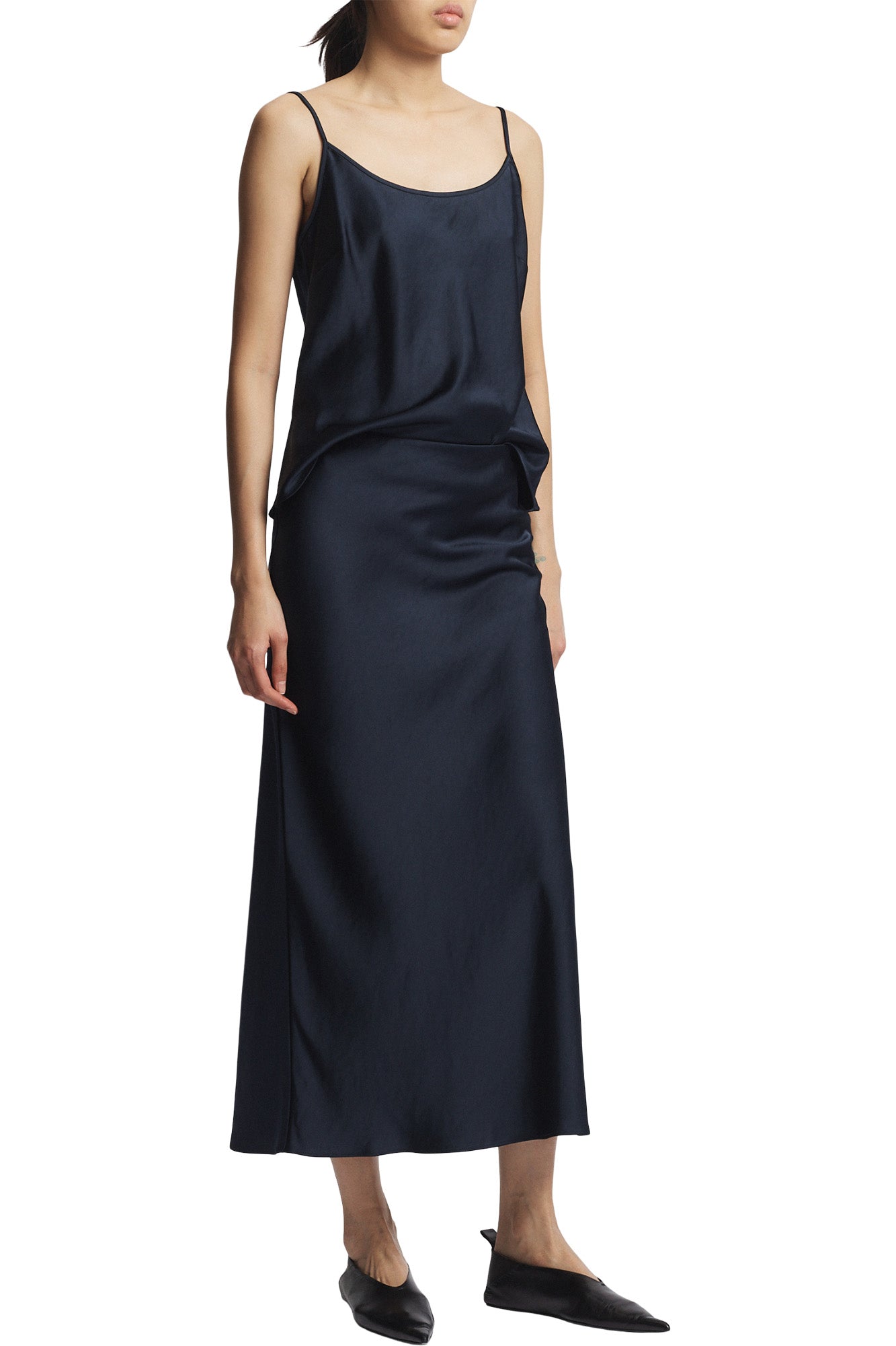 Saint Art Talia Charmeuse Skirt in Navy
