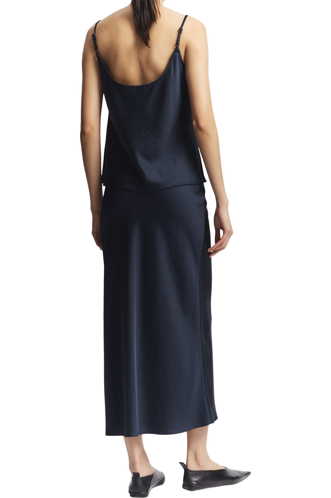 Saint Art Talia Charmeuse Skirt in Navy