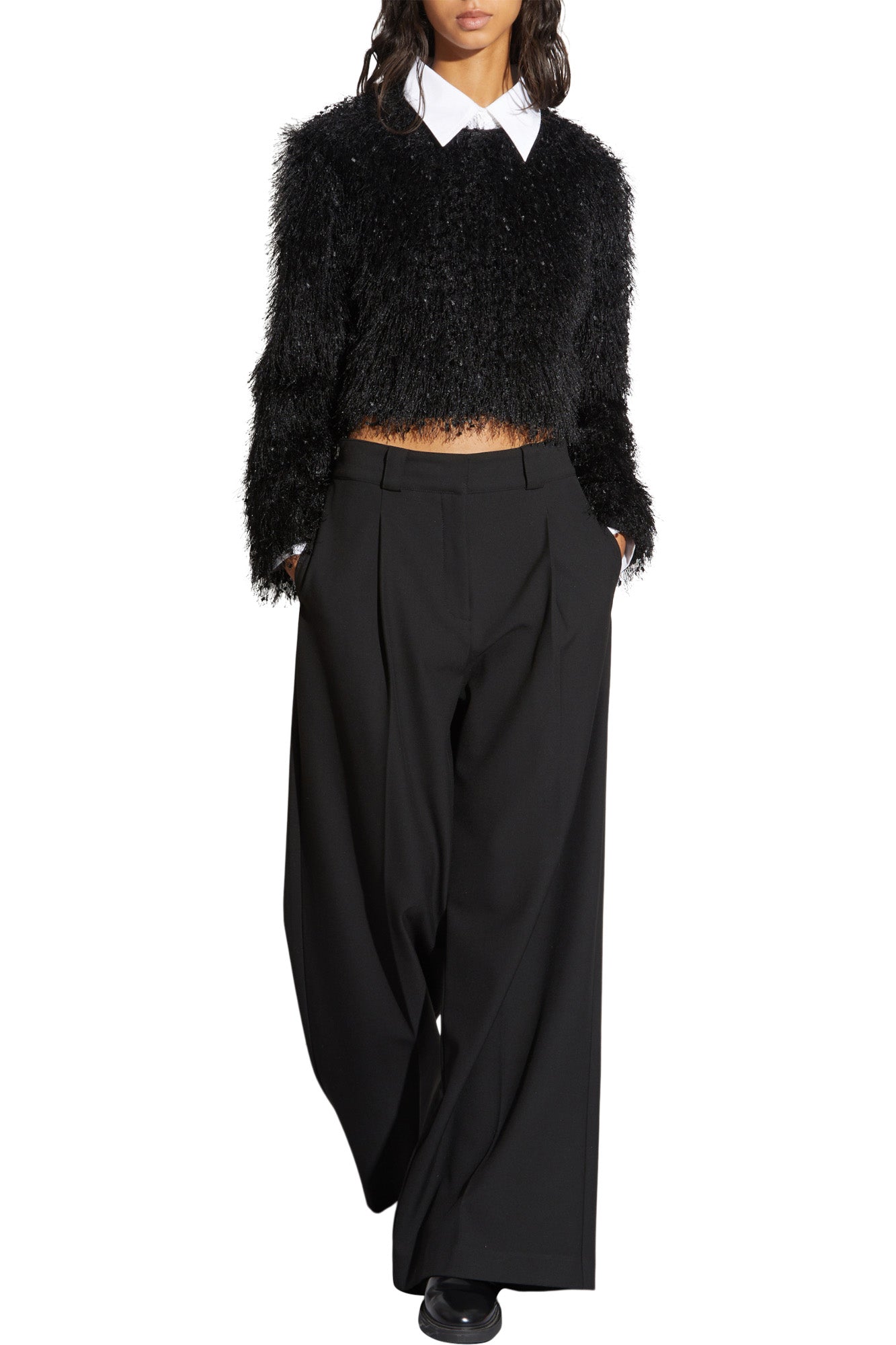 Saint Art Tiffany Mid-Waisted Wide Leg Trouser in Black