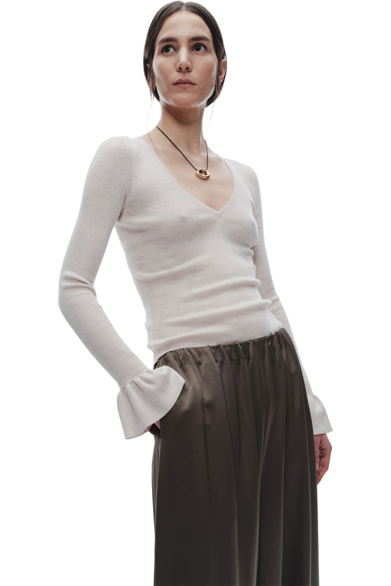 Saint Art Watson Ruffle Knit Sweater in Frost