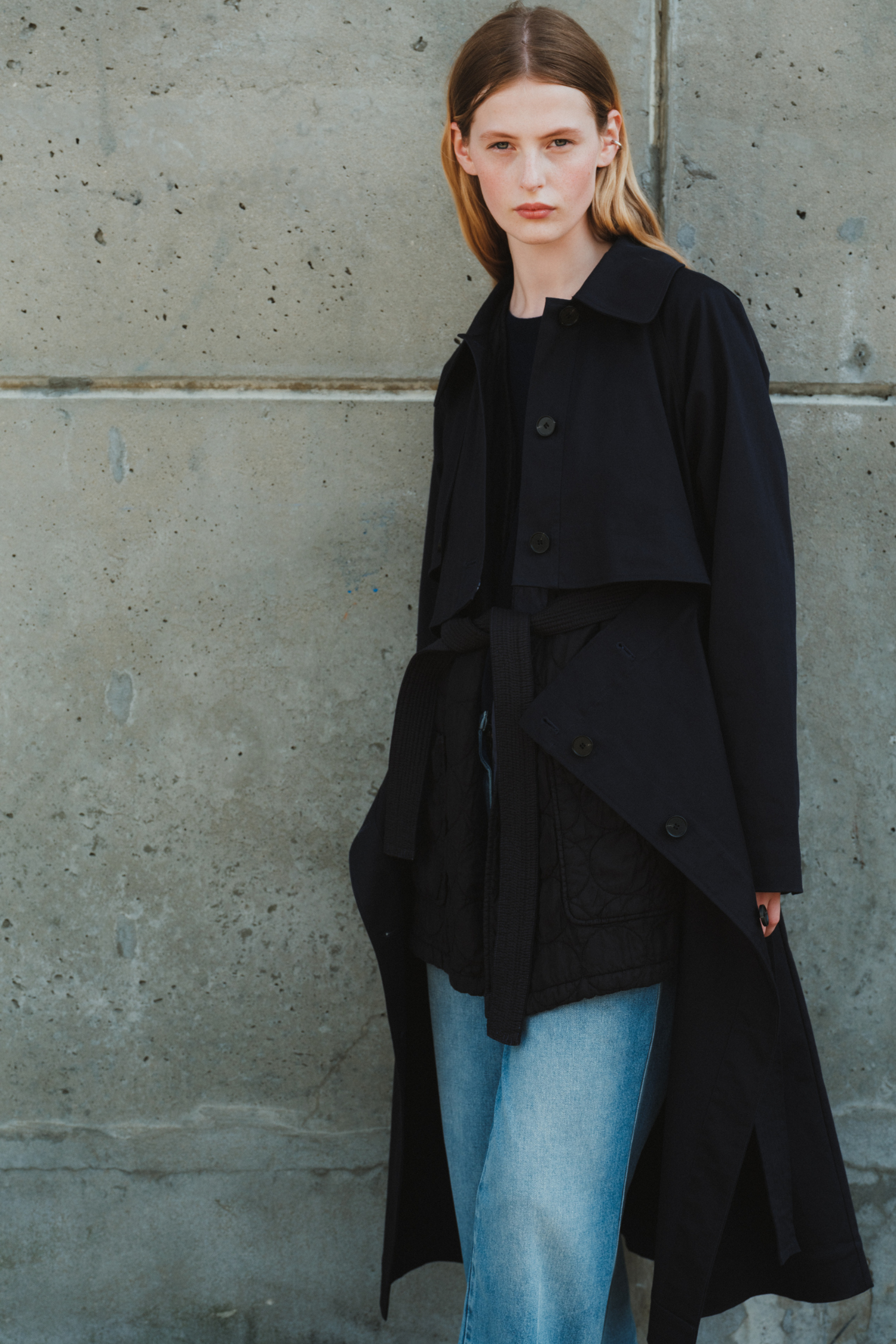 Saint Art London Convertible Trench Coat in Navy