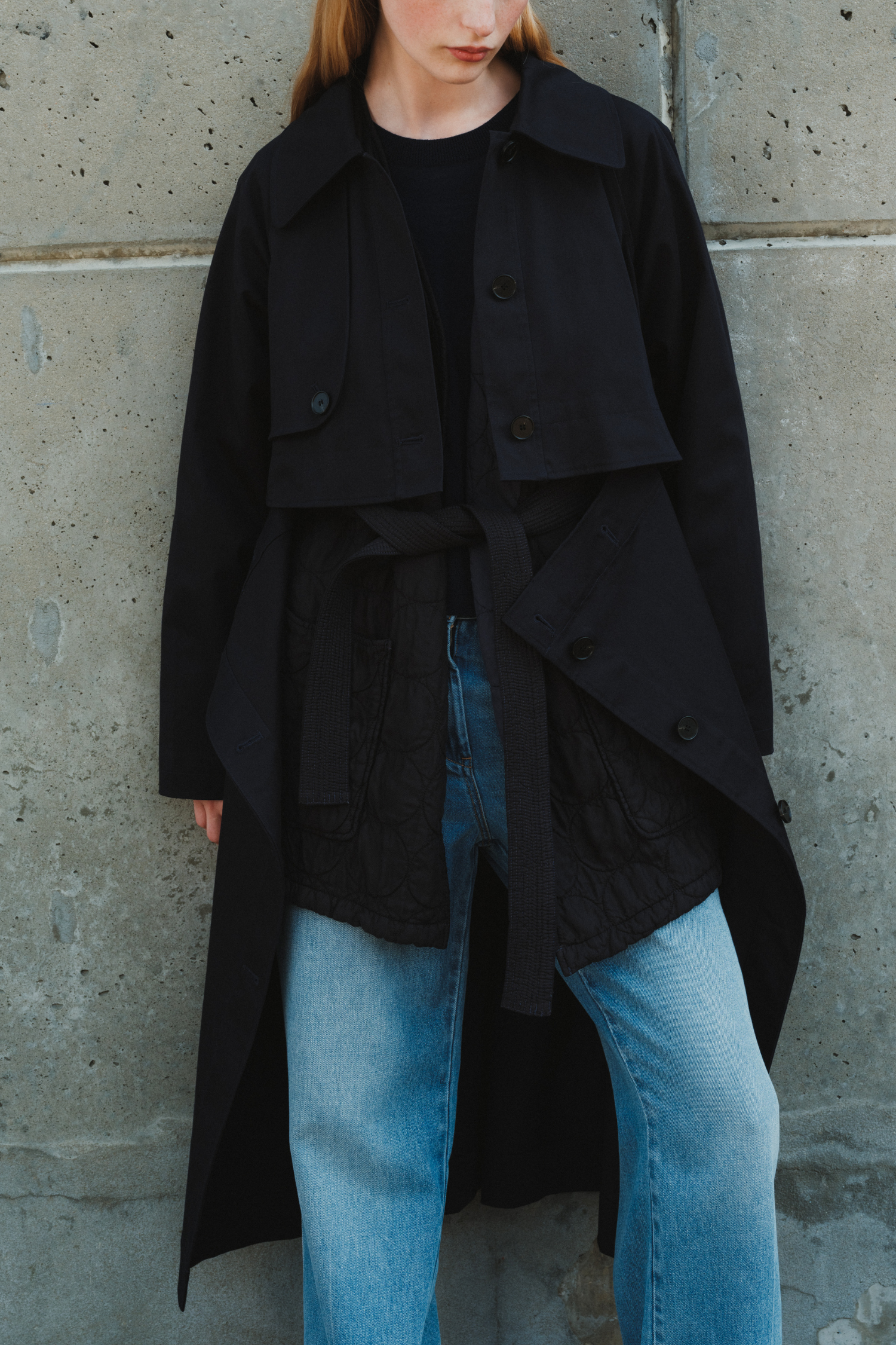 Saint Art London Convertible Trench Coat in Navy